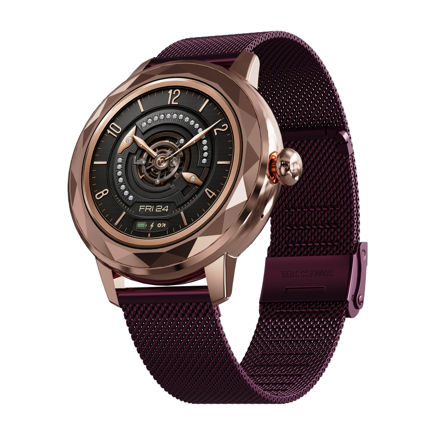 GOBOULT Alora 1.19" AMOLED,Diamond-cut dial, 800 Nits Brightness, Working Crown Smartwatch