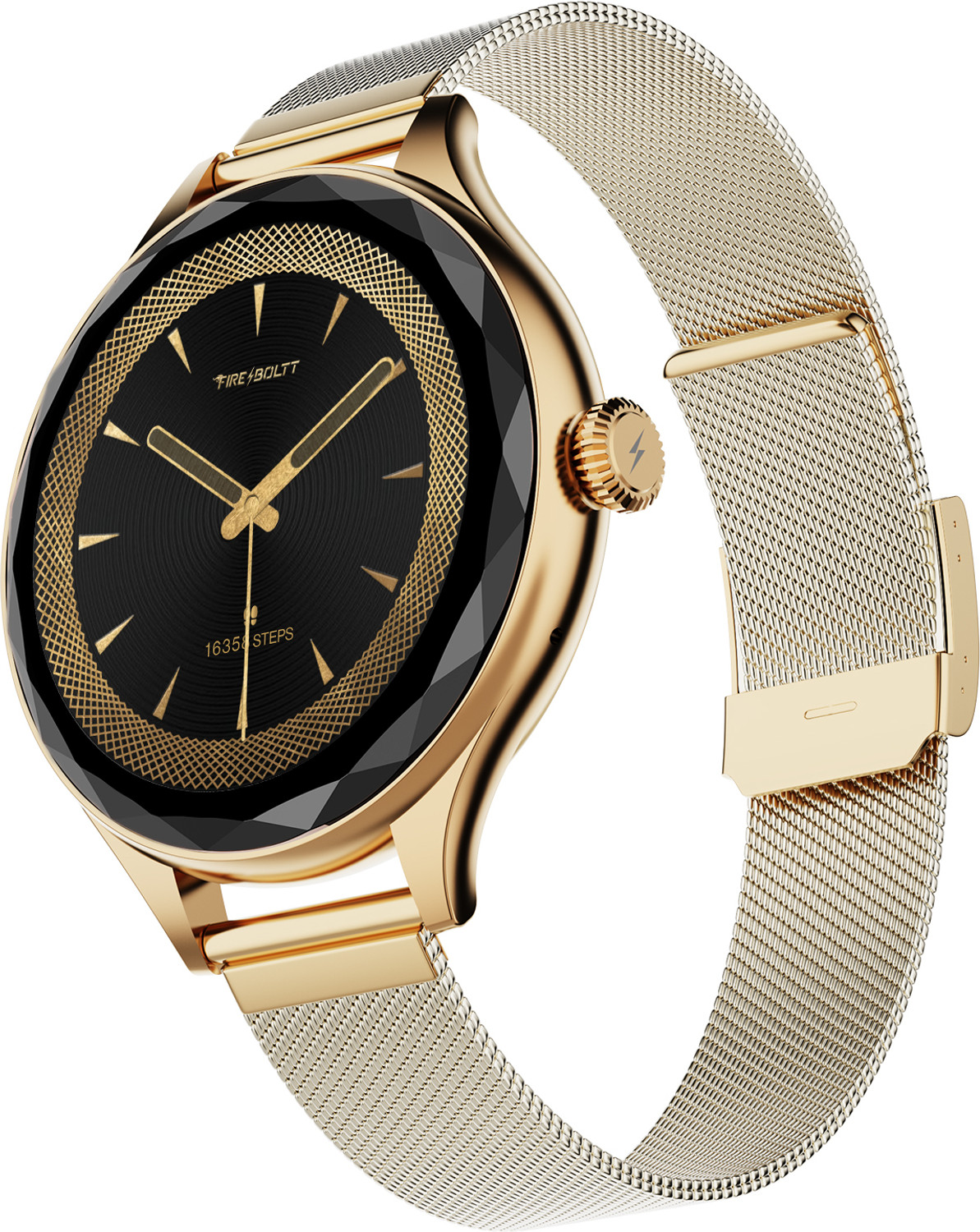 Image of Fire-Boltt Hurricane Aura 1.26HD Display Diamond Cut Rotating Crown Wireless Charging Women Smartwatch