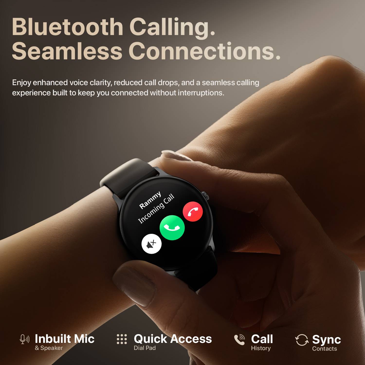 Fire-Boltt Ninja Talk 35.3mm Round Bluetooth Calling Smartwatch - Image 4