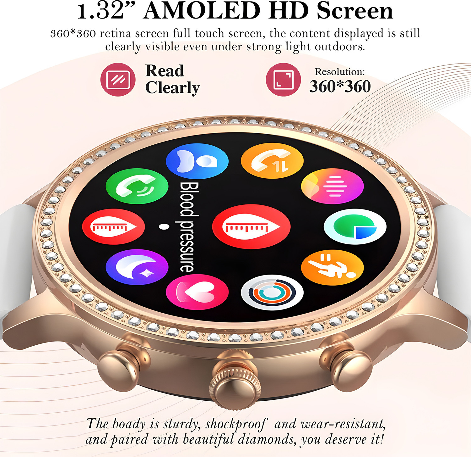 Image of WTG PF9 Series 1.39 inch AMOLED Display Music & Fitness BT Calling Luxury Design girls Smartwatch