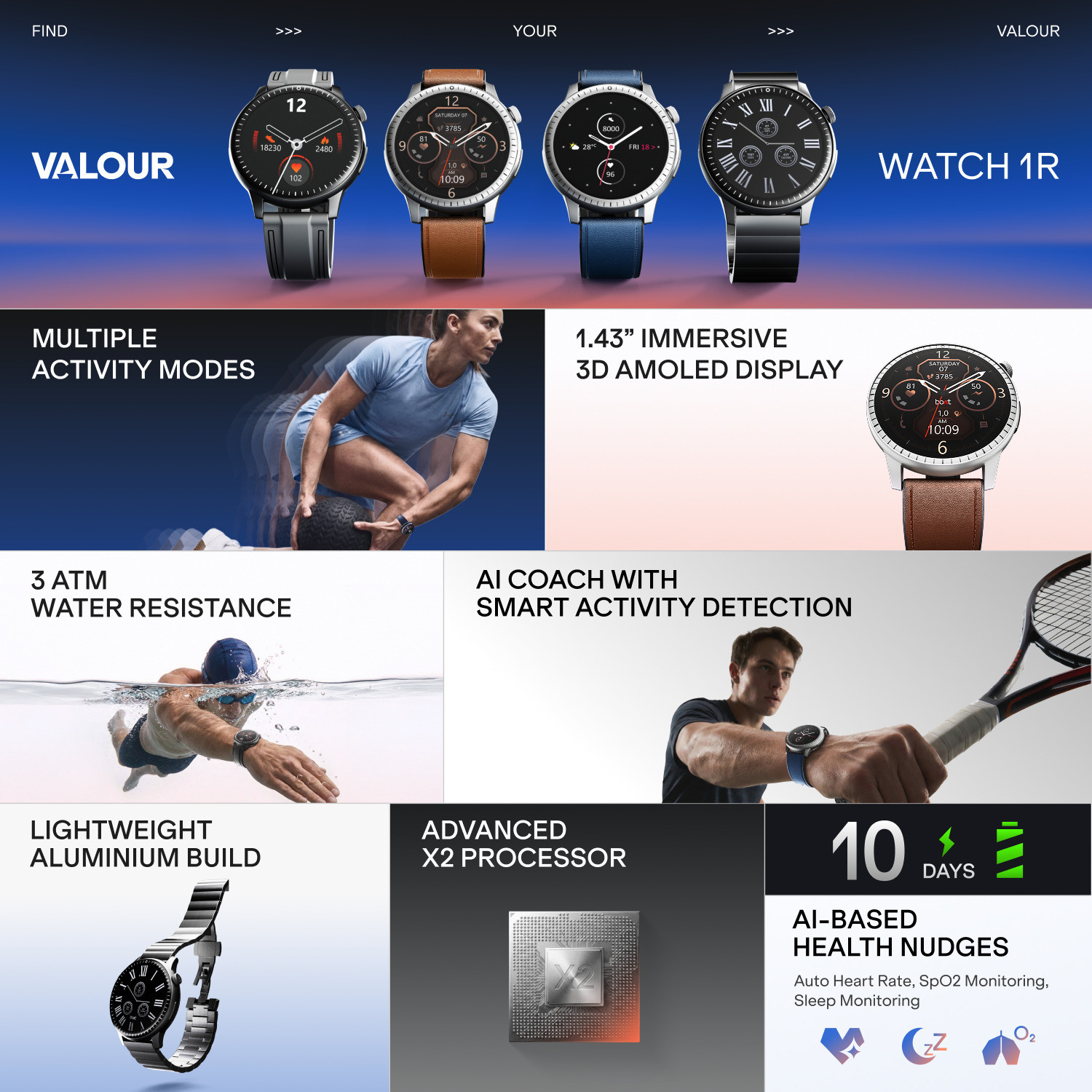 Image of boAt Valour Watch 1 R,AI Habit Builder,Aluminium Body,1.43''3D Vibrant AMOLED Display Smartwatch