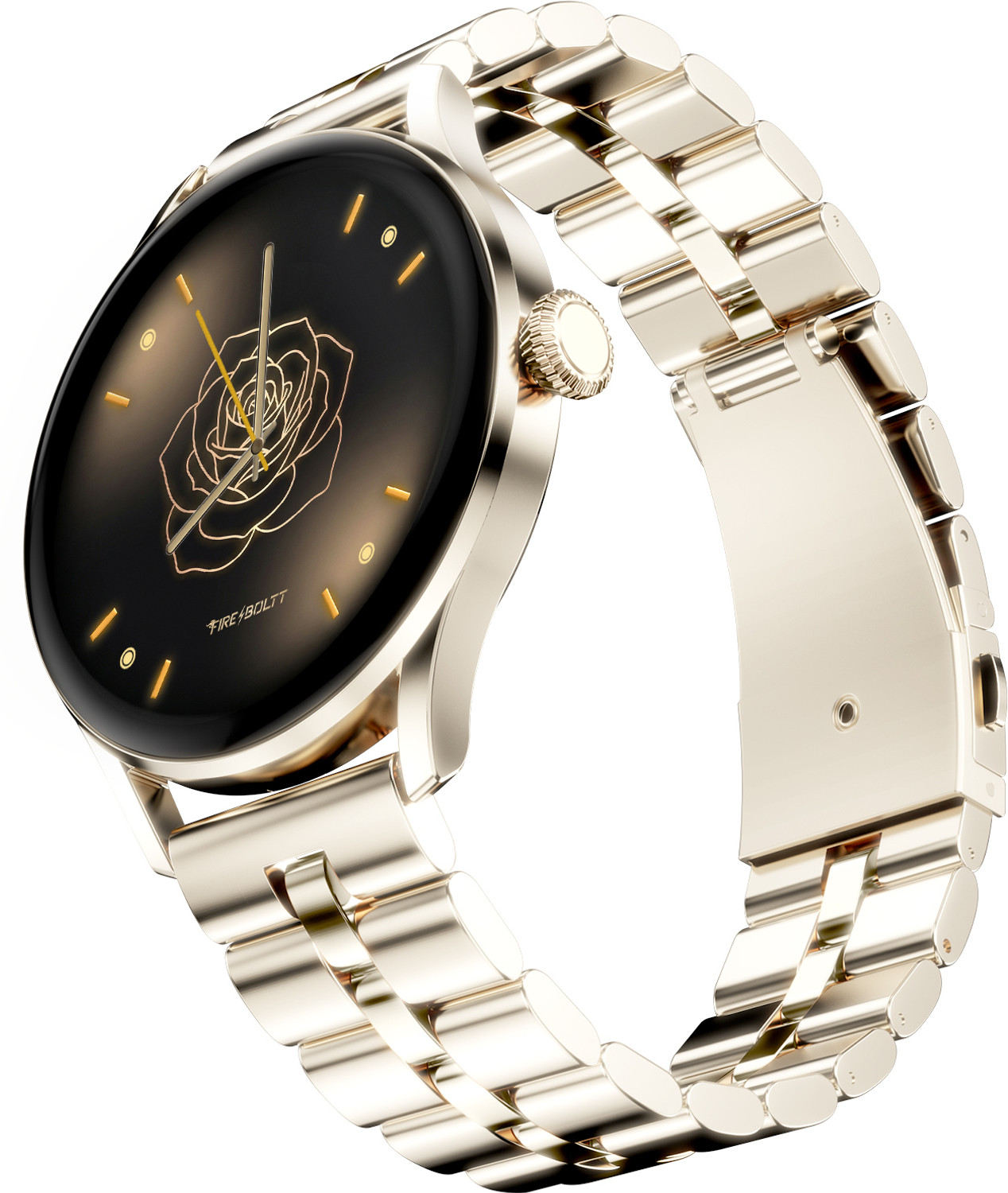 Image of Fire-Boltt Glitz 1.19 AMOLED Display, Rotating Crown, 1000 Nits, BT Call, Metal Body Women Smartwatch