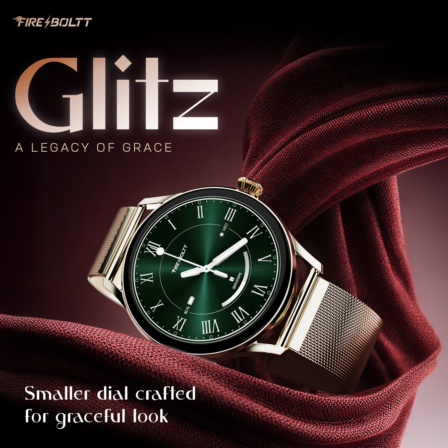 Image of Fire-Boltt Glitz 1.19 AMOLED Display, Rotating Crown, 1000 Nits, BT Call, Metal Body Women Smartwatch