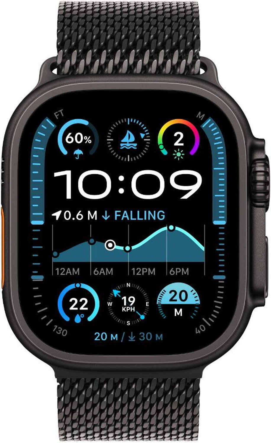 Image of Apple Watch Ultra 2 GPS + Cellular 49mm Black Titanium with Black Milanese Loop