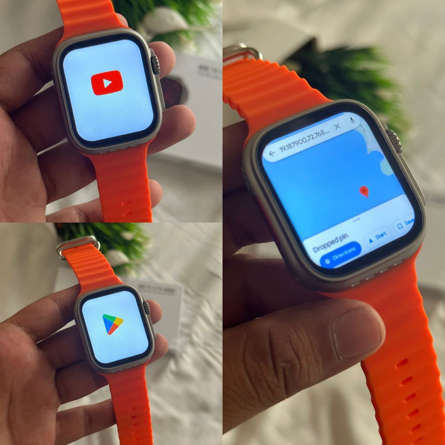 Image of TAXTURE T800 Ultra Honeycomp Edition smart watch with WiFi GPS T800 4G Smartwatch (Orange Strap, Free Size)