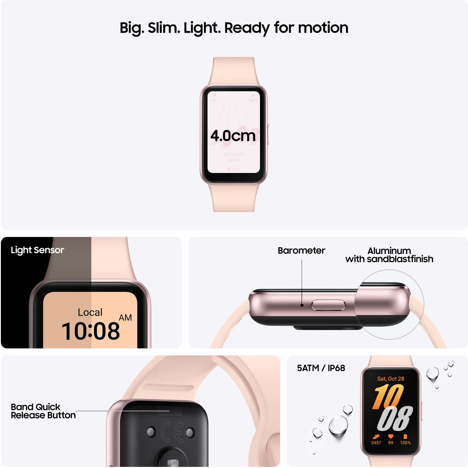 Image of Samsung Galaxy Fit3 | AMOLED Display & Aluminium Body | Upto 13Day Battery | 5ATM & IP68