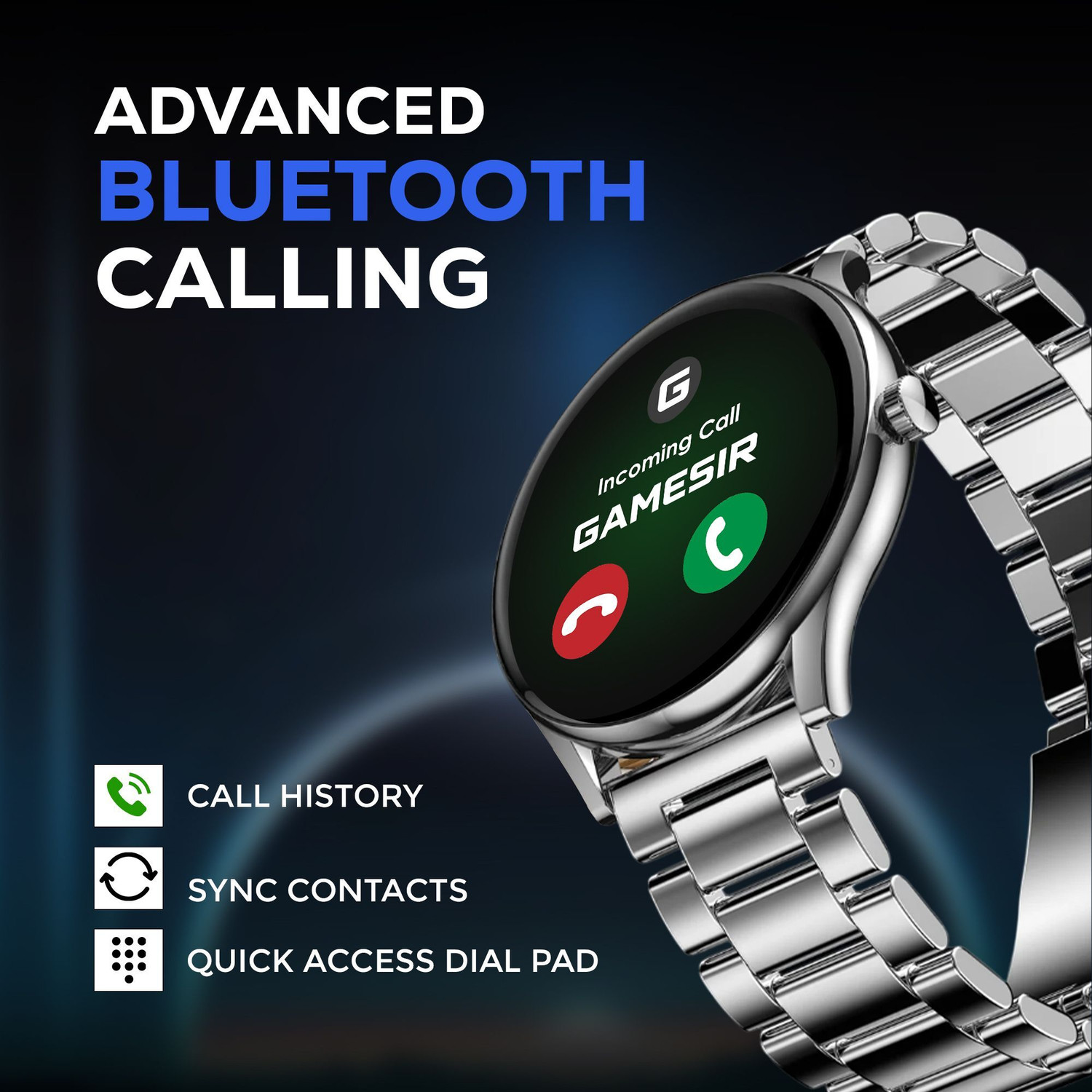 Image of GameSir Active 2 Pro Round Stay Connected with Bluetooth, Facebook, Insta Notifications Smartwatch