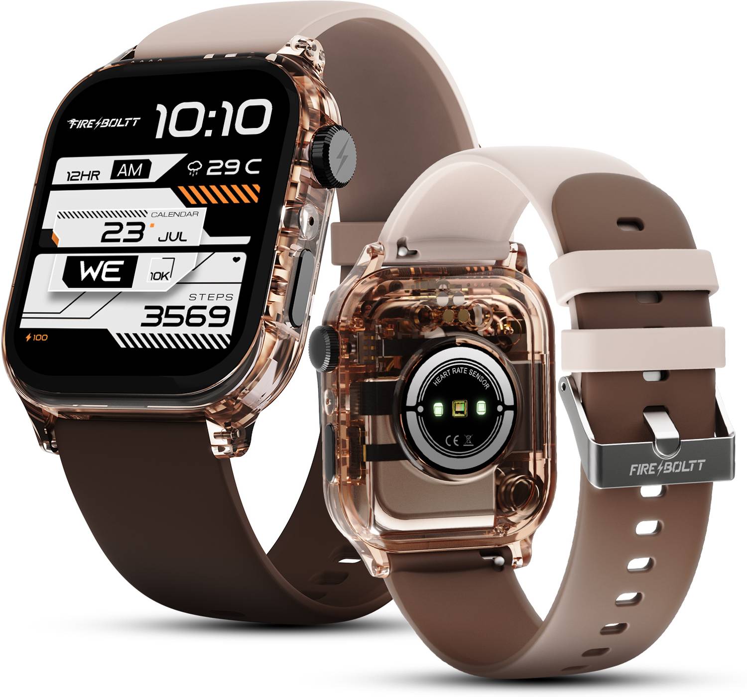 Fire-Boltt Rise Phantom 1.85 Display Transparent Clear Body Design Rotating Button BT Call Smartwatch