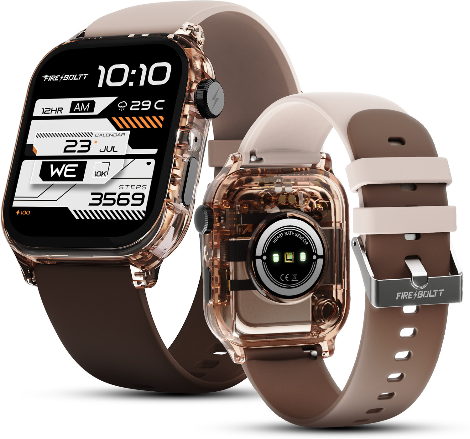 Image of Fire-Boltt Rise Phantom 1.85 Display Transparent Clear Body Design Rotating Button BT Call Smartwatch