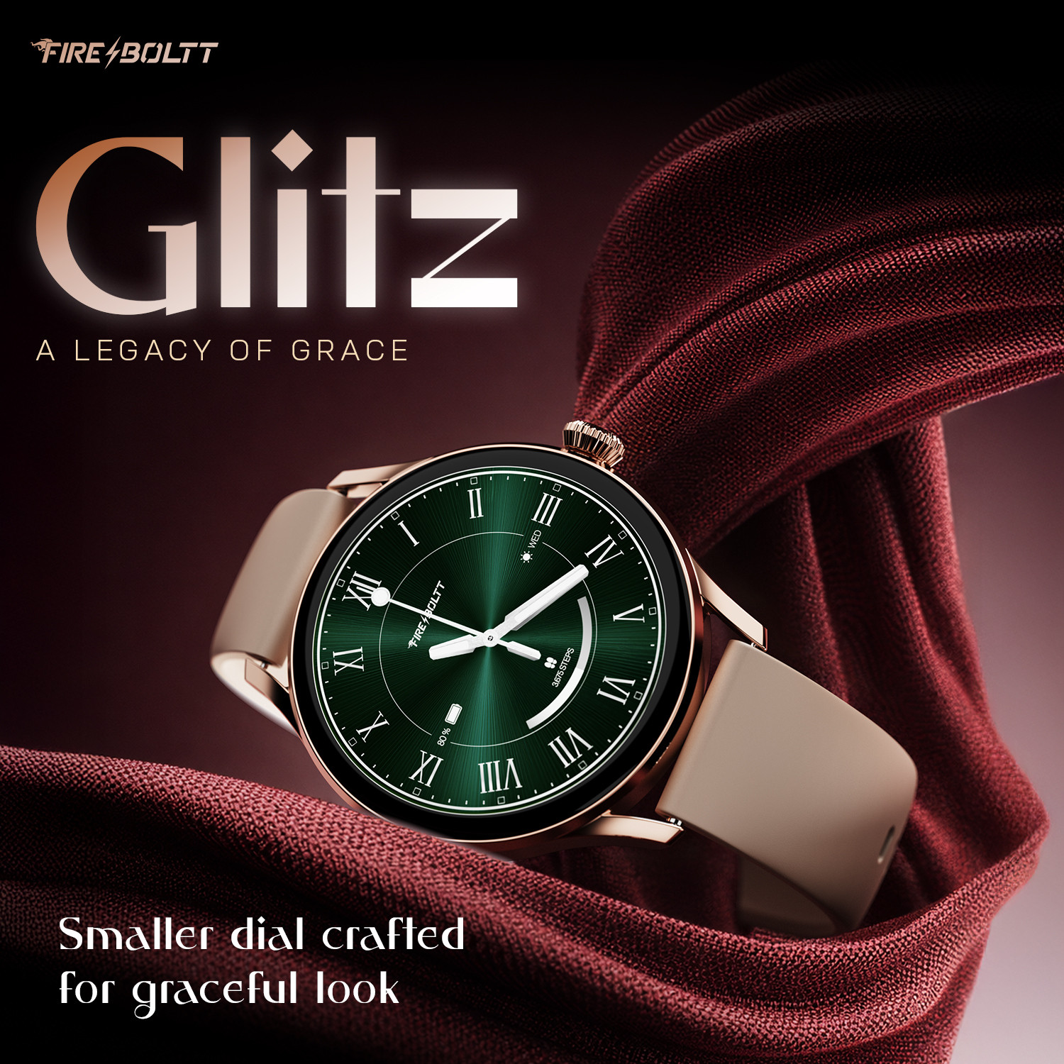 Image of Fire-Boltt Glitz 1.19 AMOLED Display, Rotating Crown, 1000 Nits, BT Call, Metal Body Women Smartwatch