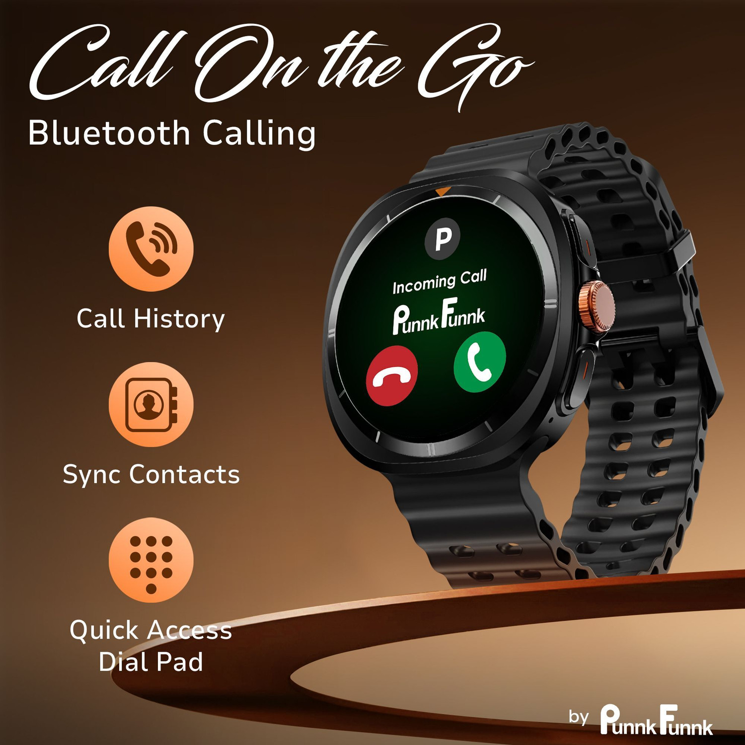 Image of PunnkFunnk Storm 1.43 inch AMOLED Display Smartwatch BT Calling, Wireless Charging & Metal Case Smartwatch