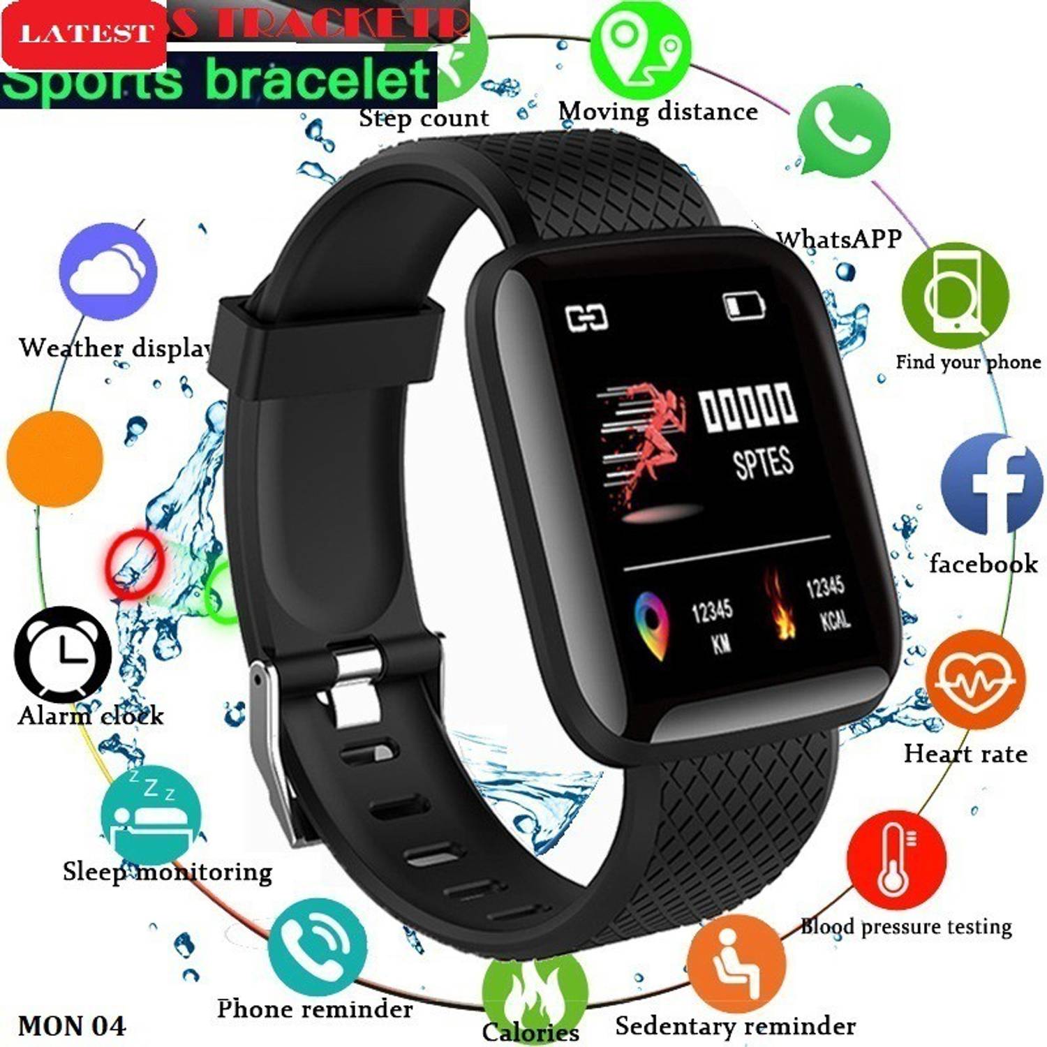 Bymaya E800 PRO_ID116 STEP COUNT BLUETOOTH SMART WATCH BLACK (PACK OF 1) Smartwatch