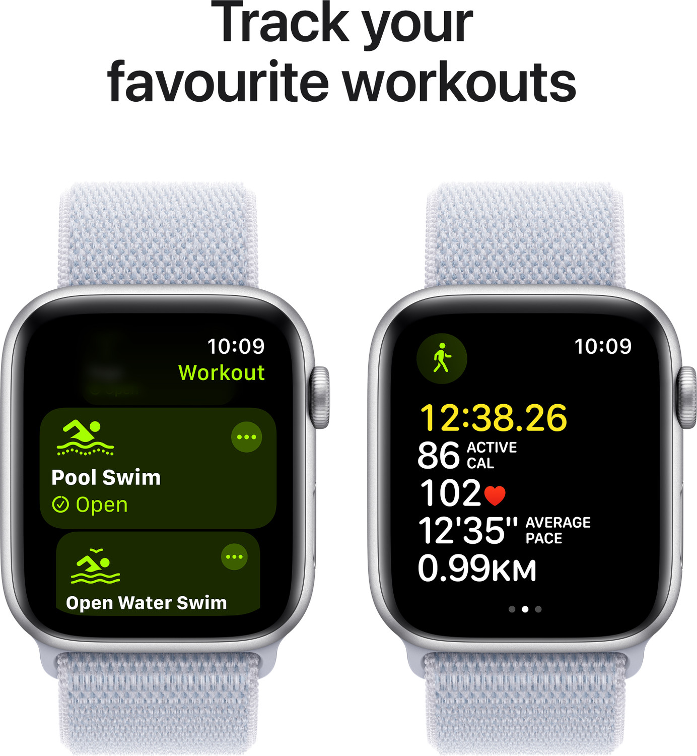 Image of Apple Watch SE GPS + Cellular 44mm Silver Aluminium with Blue Cloud Sport Loop