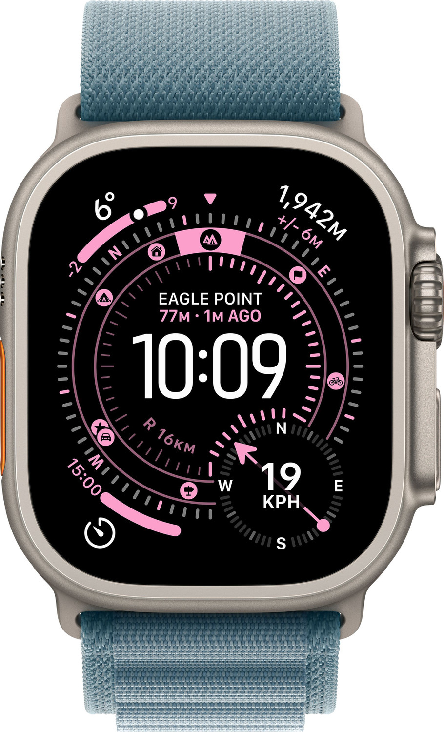 Image of Apple Watch Ultra 3 GPS + Cellular 49mm Titanium Case Light Blue Alpine Loop - Medium