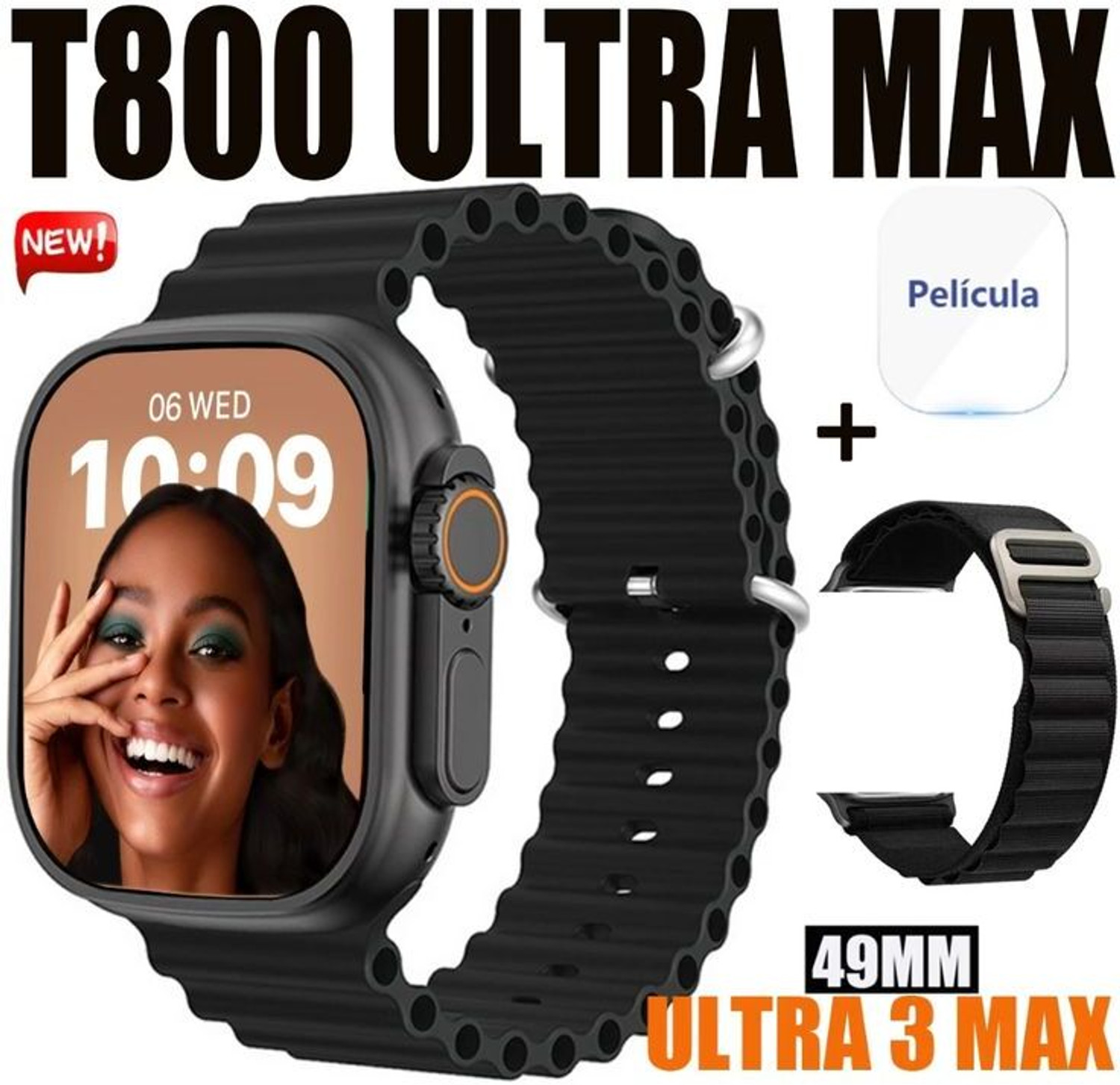 Image of Onikuma T800 BT watch 2in Big Screen Sunlight Proof Display Music Play Insta WA Notifier Smartwatch