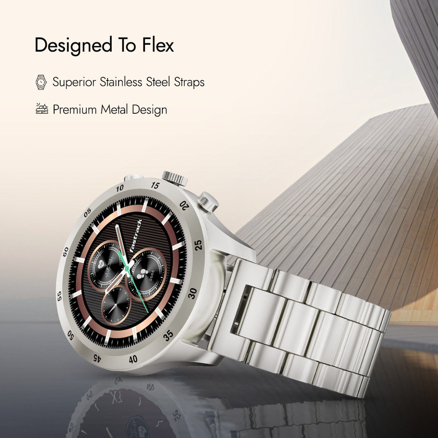 Image of Fastrack Magnus FX2-1.32''UltraVU Display|Metal Design|SS Strap|SOS|AI Voice Assistant Smartwatch