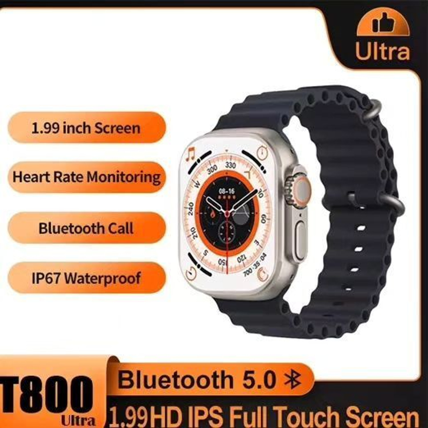 Image of Onikuma T800 BT watch 2in Big Screen Sunlight Proof Display Music Play Insta WA Notifier Smartwatch