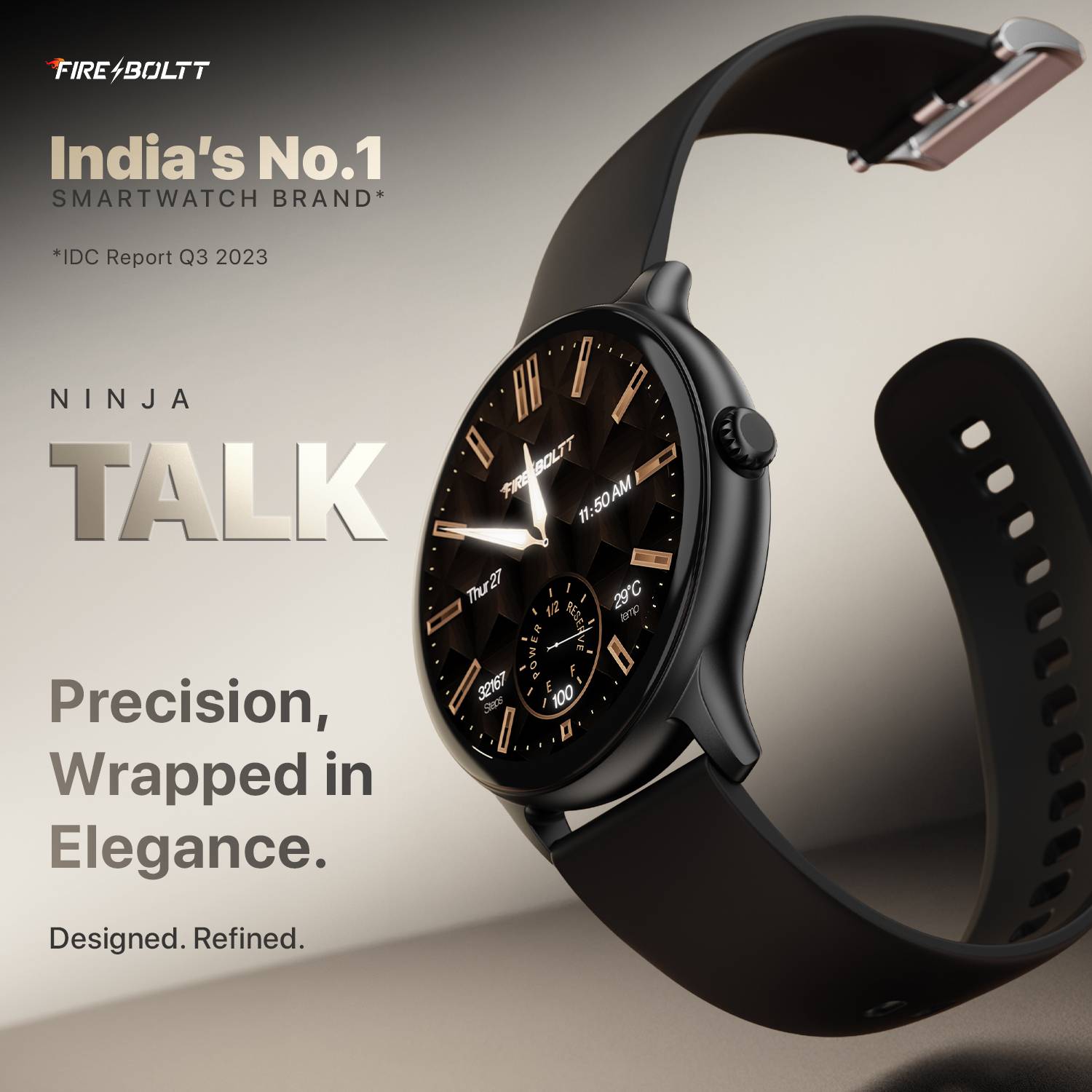 Fire-Boltt Ninja Talk 35.3mm Round Bluetooth Calling Smartwatch - Image 2