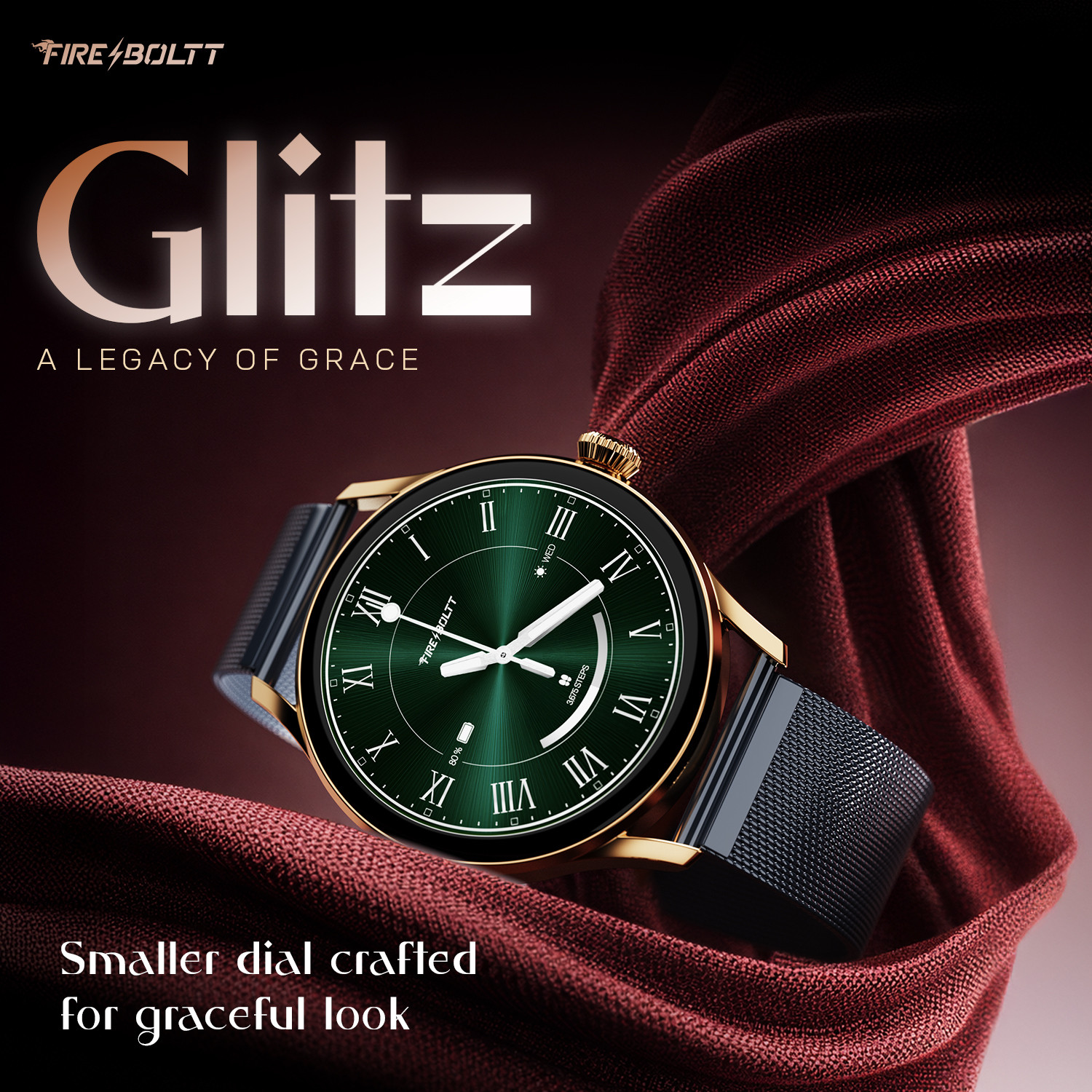 Image of Fire-Boltt Glitz 1.19 AMOLED Display, Rotating Crown, 1000 Nits, BT Call, Metal Body Women Smartwatch