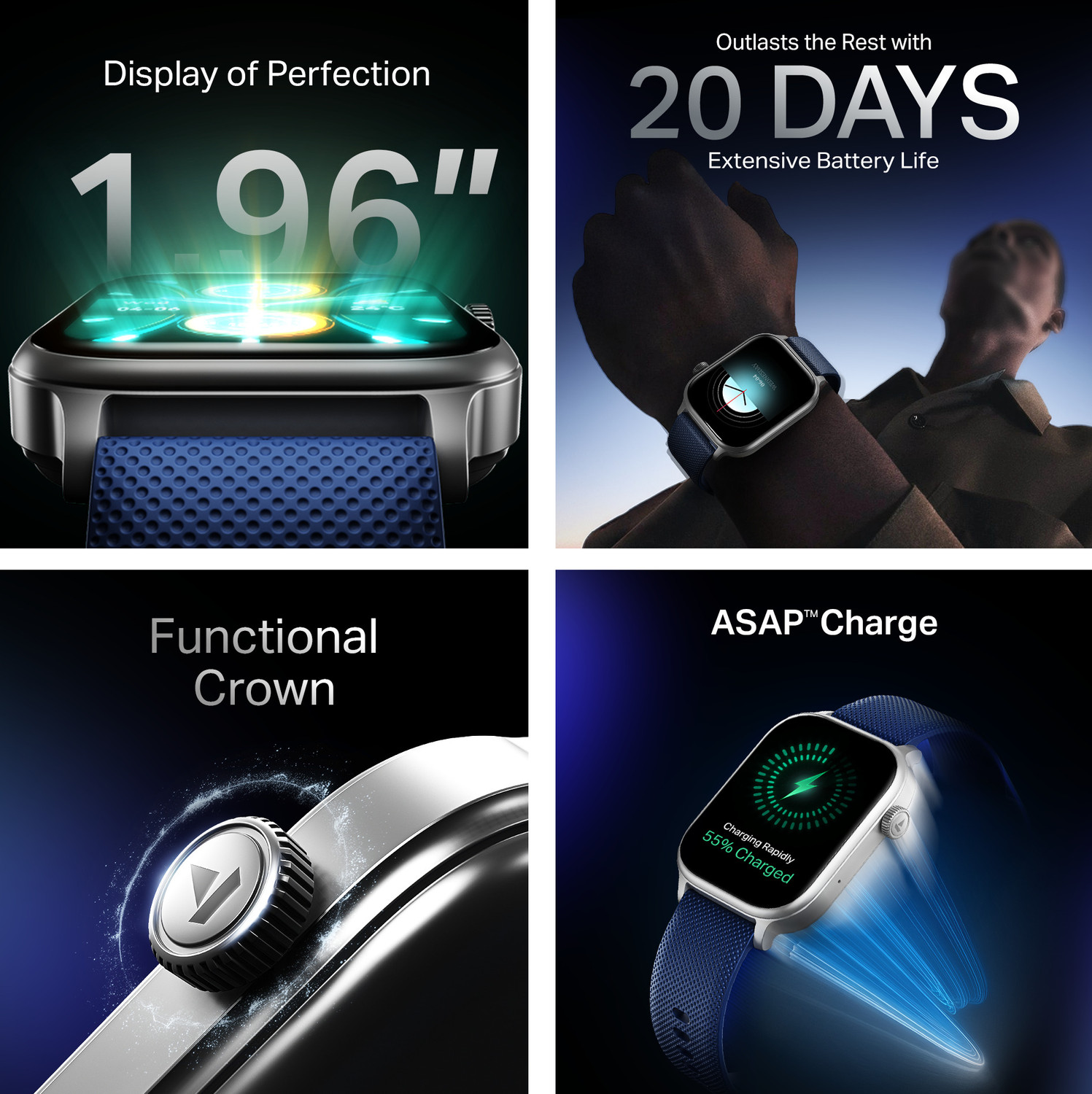 Image of boAt Storm Infinity Plus, 20 Days BIG Battery, ASAP Charge, 1.96 inch(4.97 cm) HD Display Smartwatch