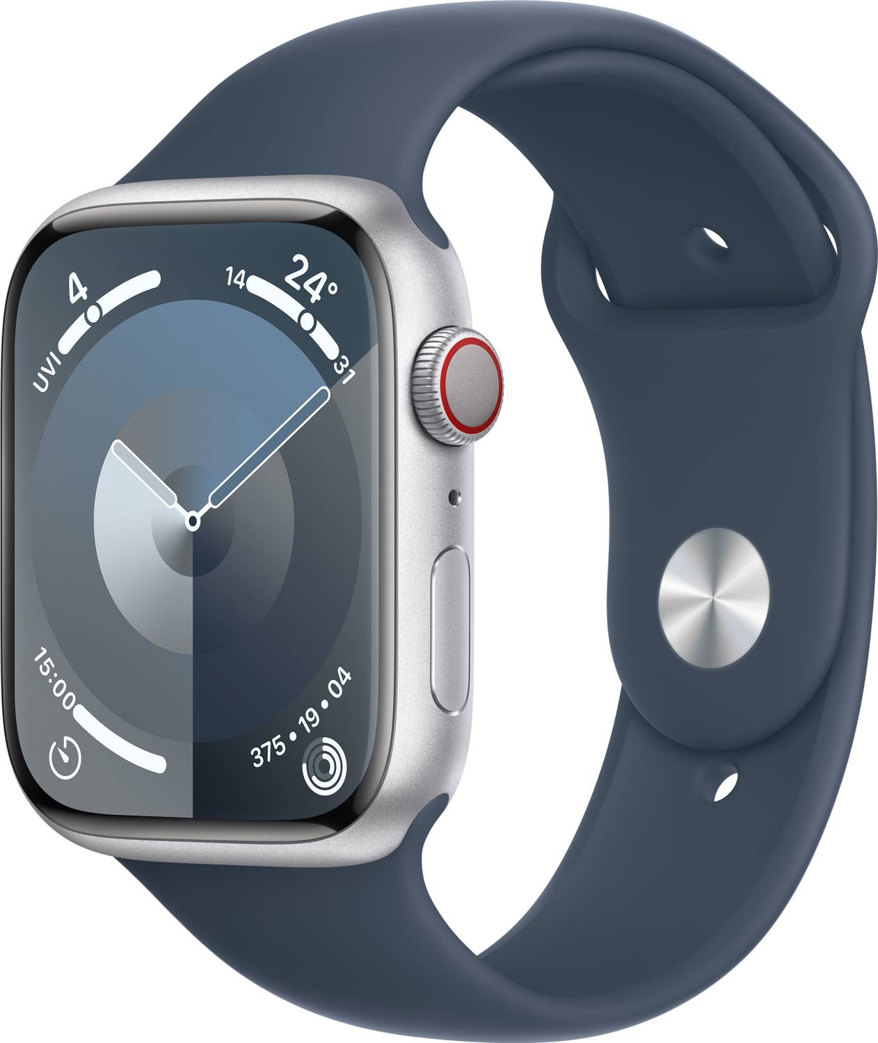 Apple Watch Series 9 GPS + Cellular 45mm Silver Case & Storm Blue