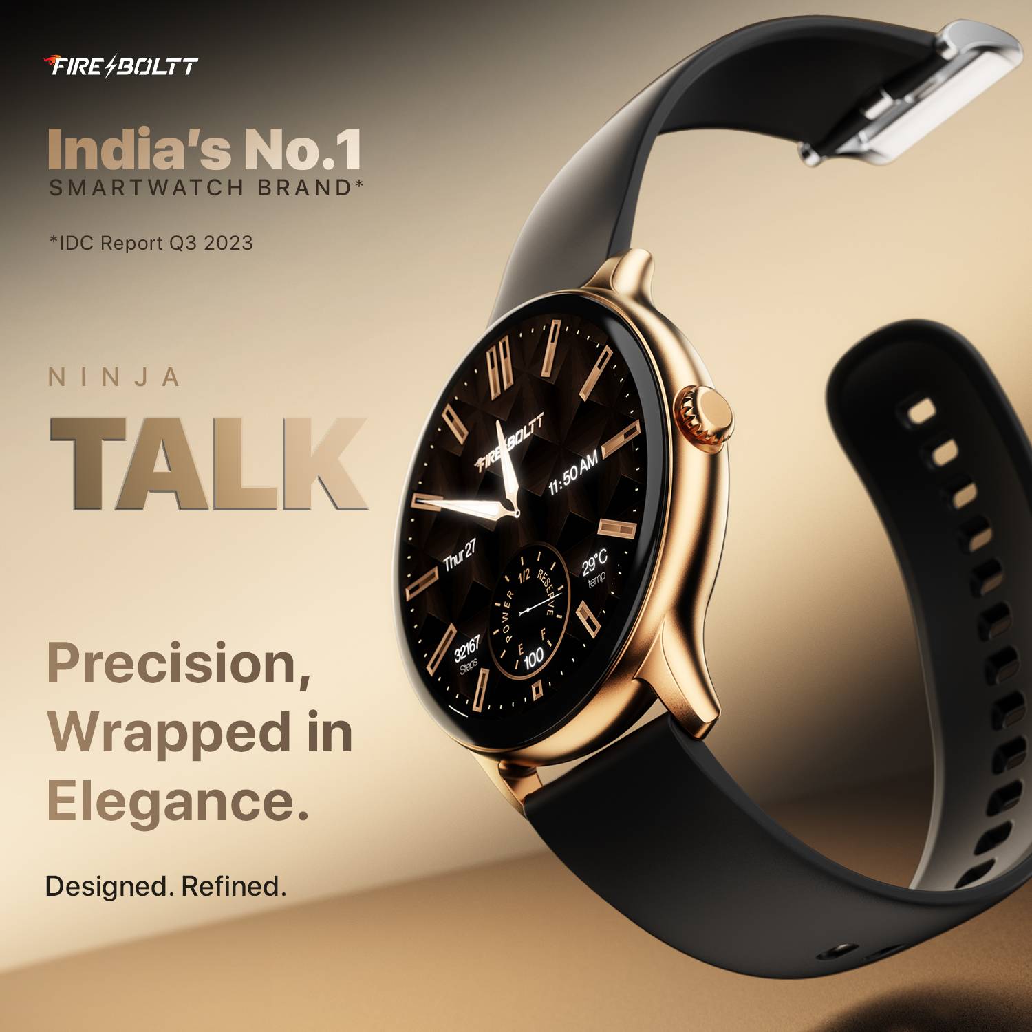 Fire-Boltt Ninja Talk 35.3mm Round Bluetooth Calling Smartwatch - Image 2