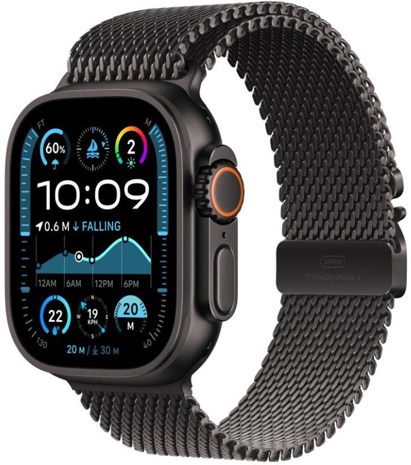 Image of Apple Watch Ultra 2 GPS + Cellular 49mm Black Titanium with Black Milanese Loop