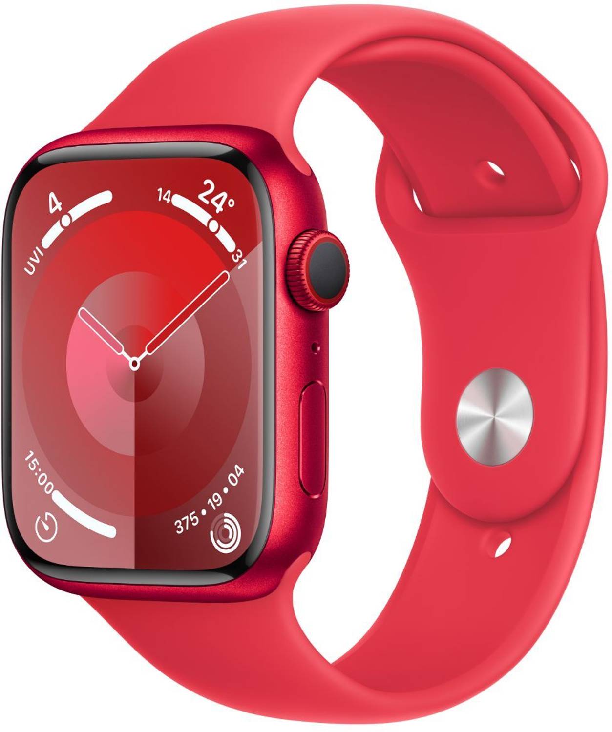 Apple Watch Series 9 GPS + Cellular 45mm RED Case & RED Sport Ban