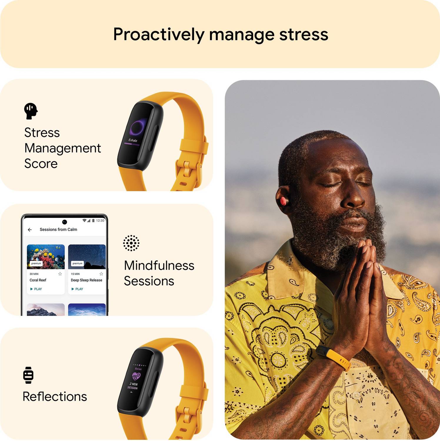 FITBIT Inspire 3 Health & Fitness Tracker (Morning Glow / Black