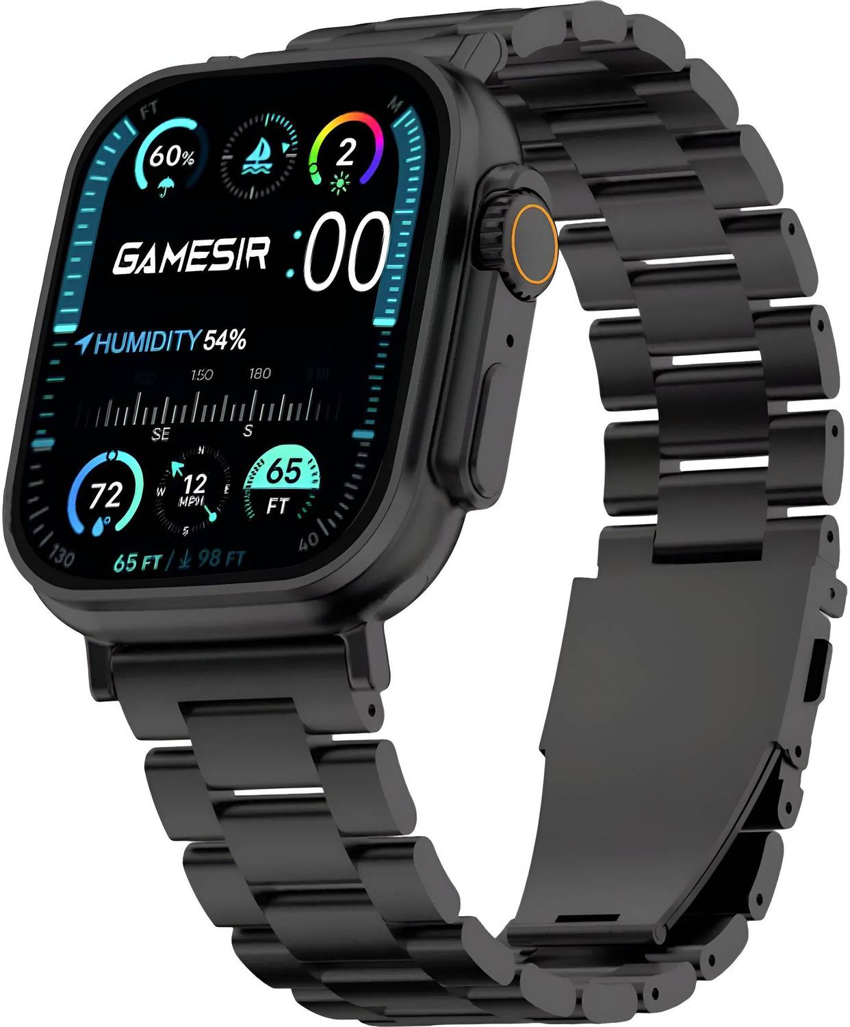 GameSir T800 Metal Black Ultra Smartwatch Stainless Steel, BT Cal