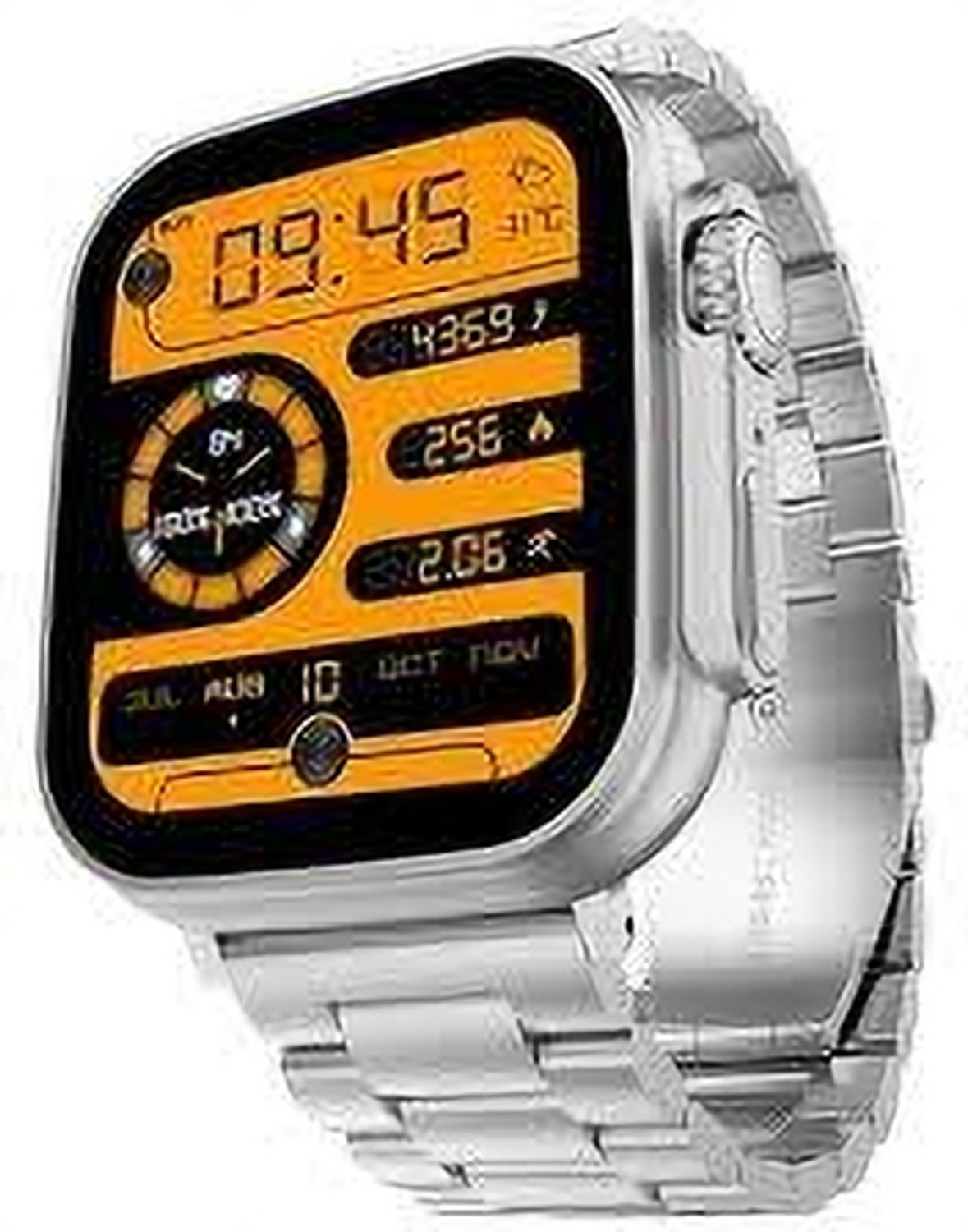 Image of zdea t800 ultra metal black smartwatch bluetooth fitness heart rate tracking T6 Smartwatch (Silver Strap, Free Size)