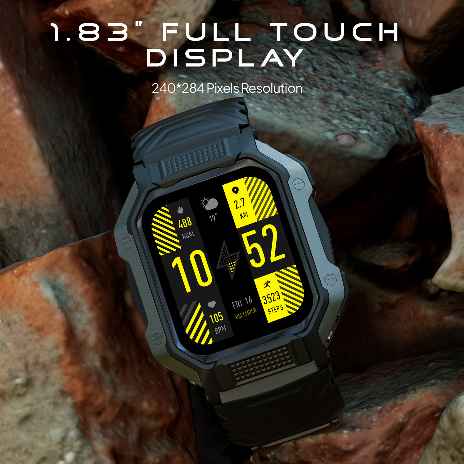 Image of Fire-Boltt Shark 46.5mm (1.83) Smartwatch with Rugged Outdoor Design, Bluetooth Calling Smartwatch