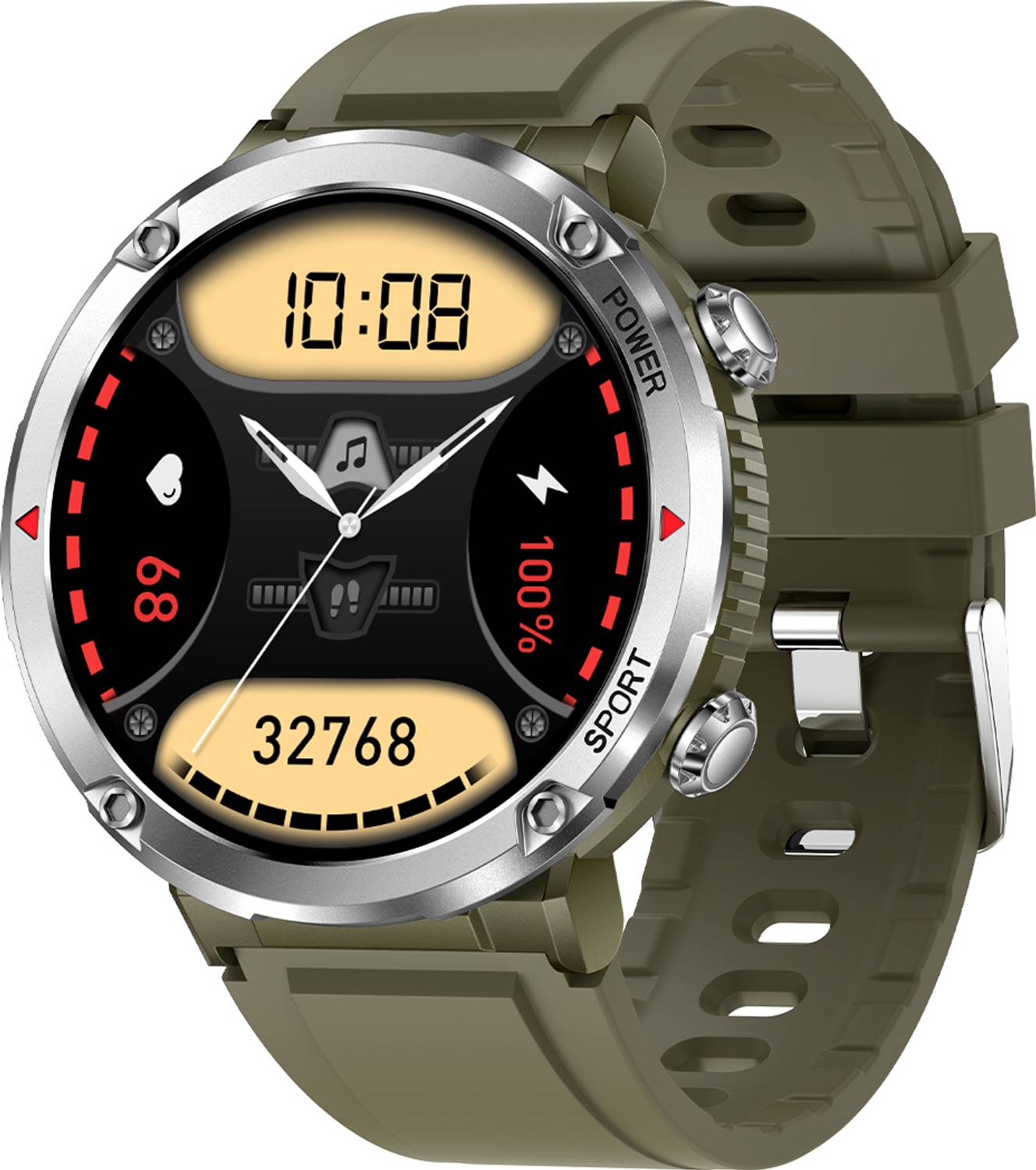 Fire-Boltt Sphere 1.6″ Sporty Rugged Smartwatch Metal Body Shock Proof, 600 mAh, High Res Smartwatch(Dark Green Strap, Free Size)