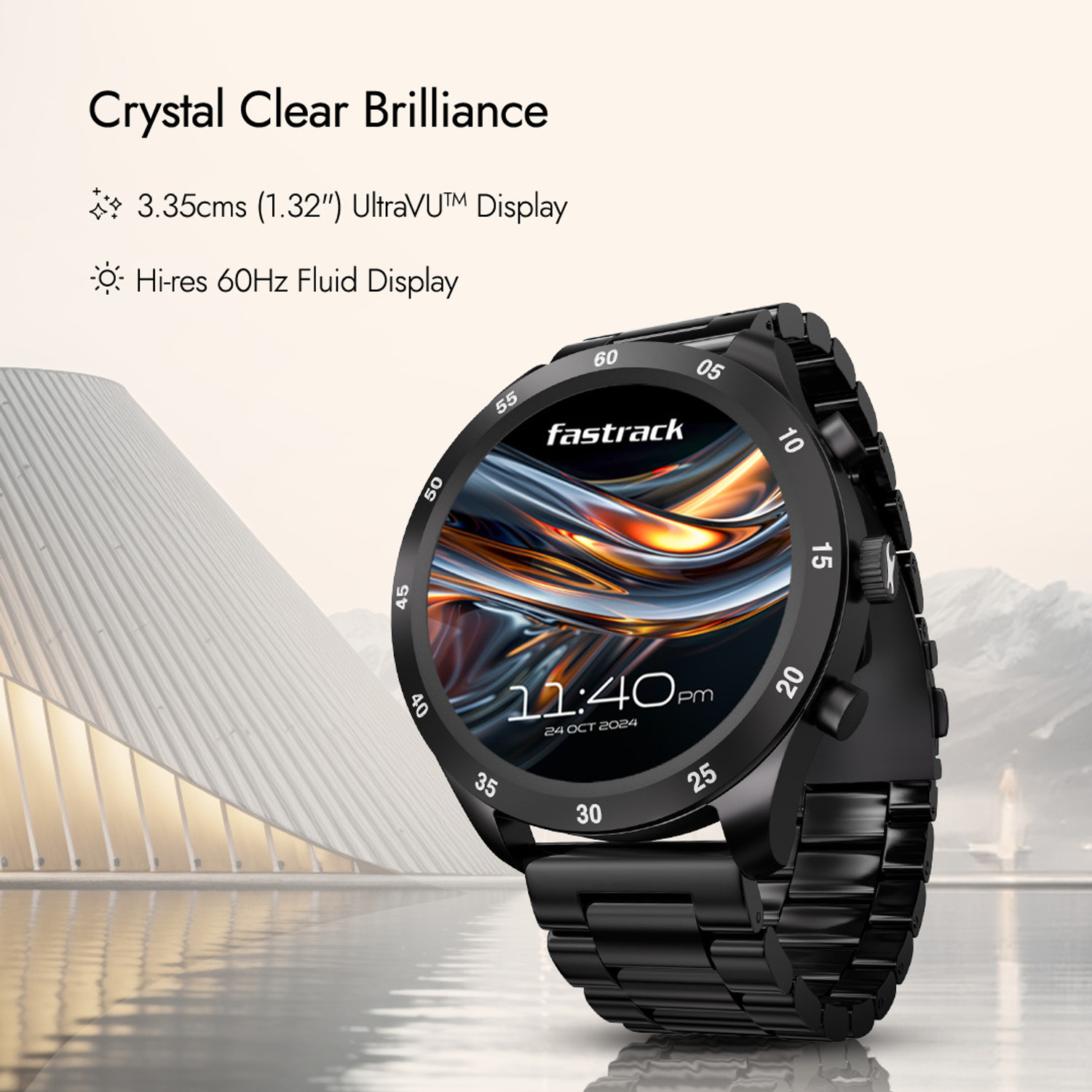 Image of Fastrack Magnus FX2-1.32''UltraVU Display|Metal Design|SS Strap|SOS|AI Voice Assistant Smartwatch