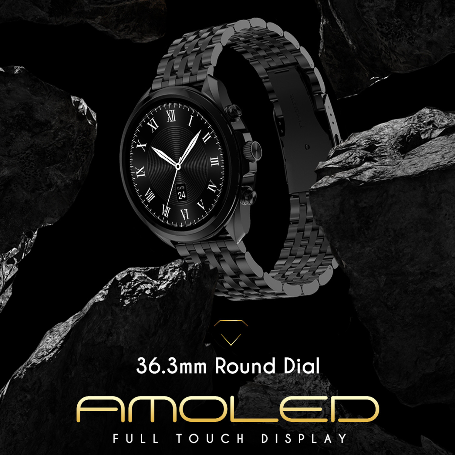 Image of fire boltt Diamond Luxury Stainless Steel, 36.3mm (1.43) AMOLED Display & BT calling Smartwatch