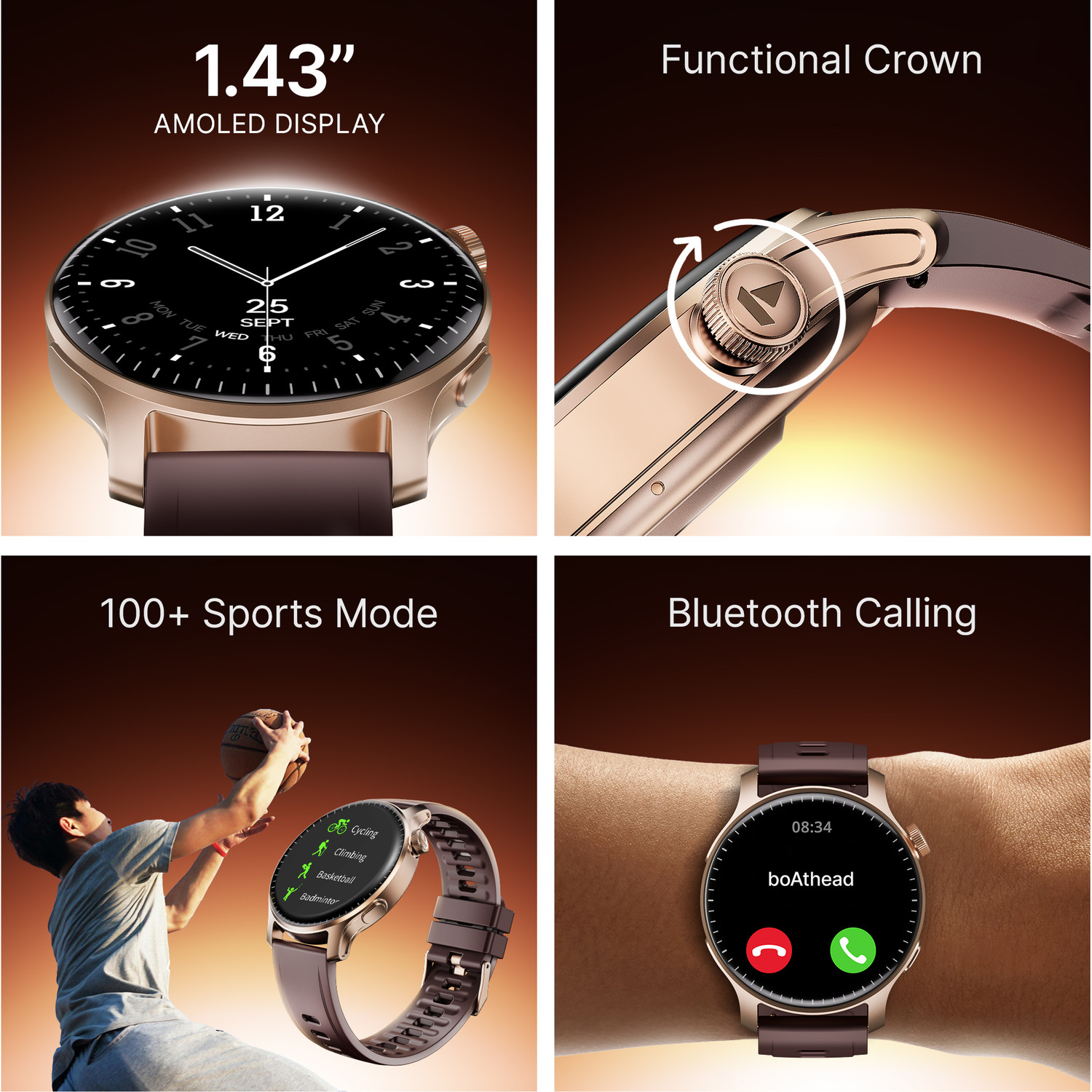Image of boAt Ultima Prime w / 1.43 inchAMOLED Display, AOD, Personalized Nudges, Functional Crown Smartwatch