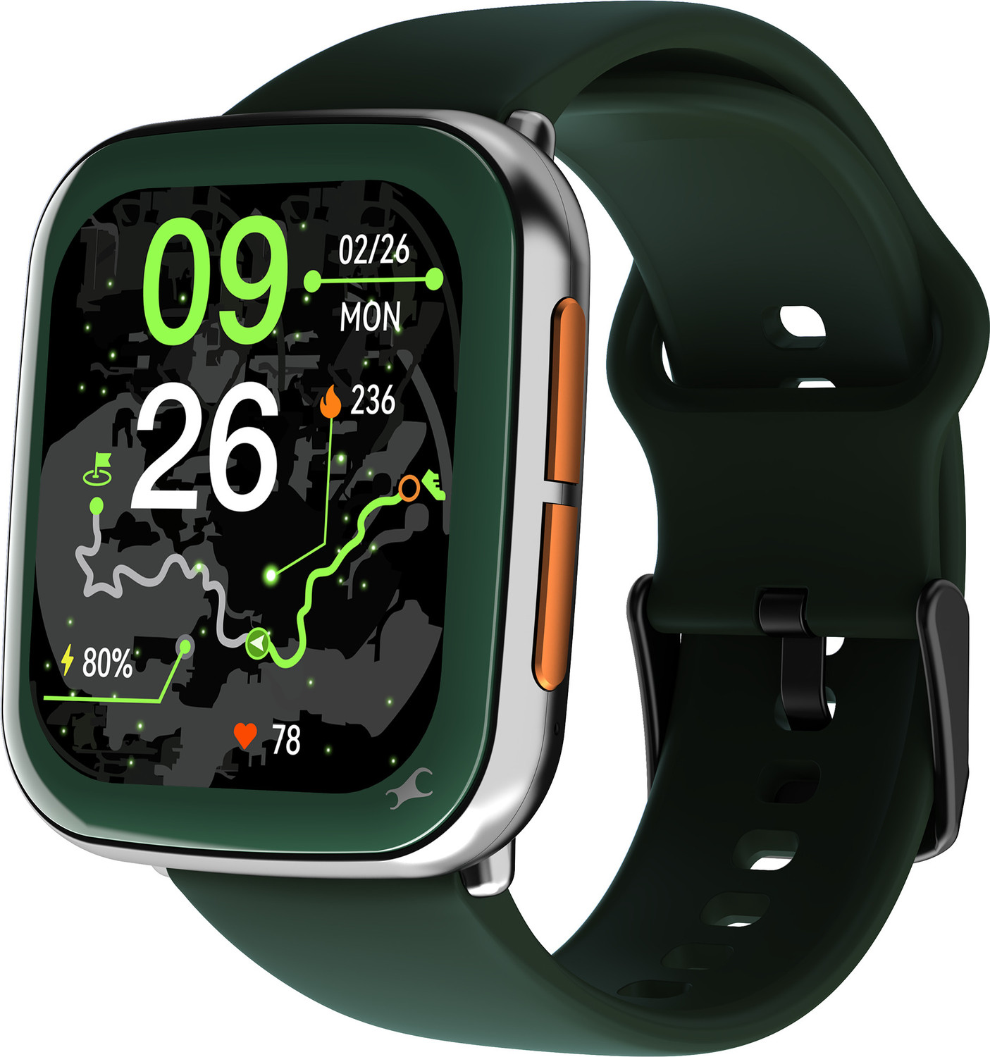 Image of Fastrack Navstar 1.85 inch AMOLED Square Display with Built In GPS,AI Chat,Dual Buttons,IP68 Smartwatch