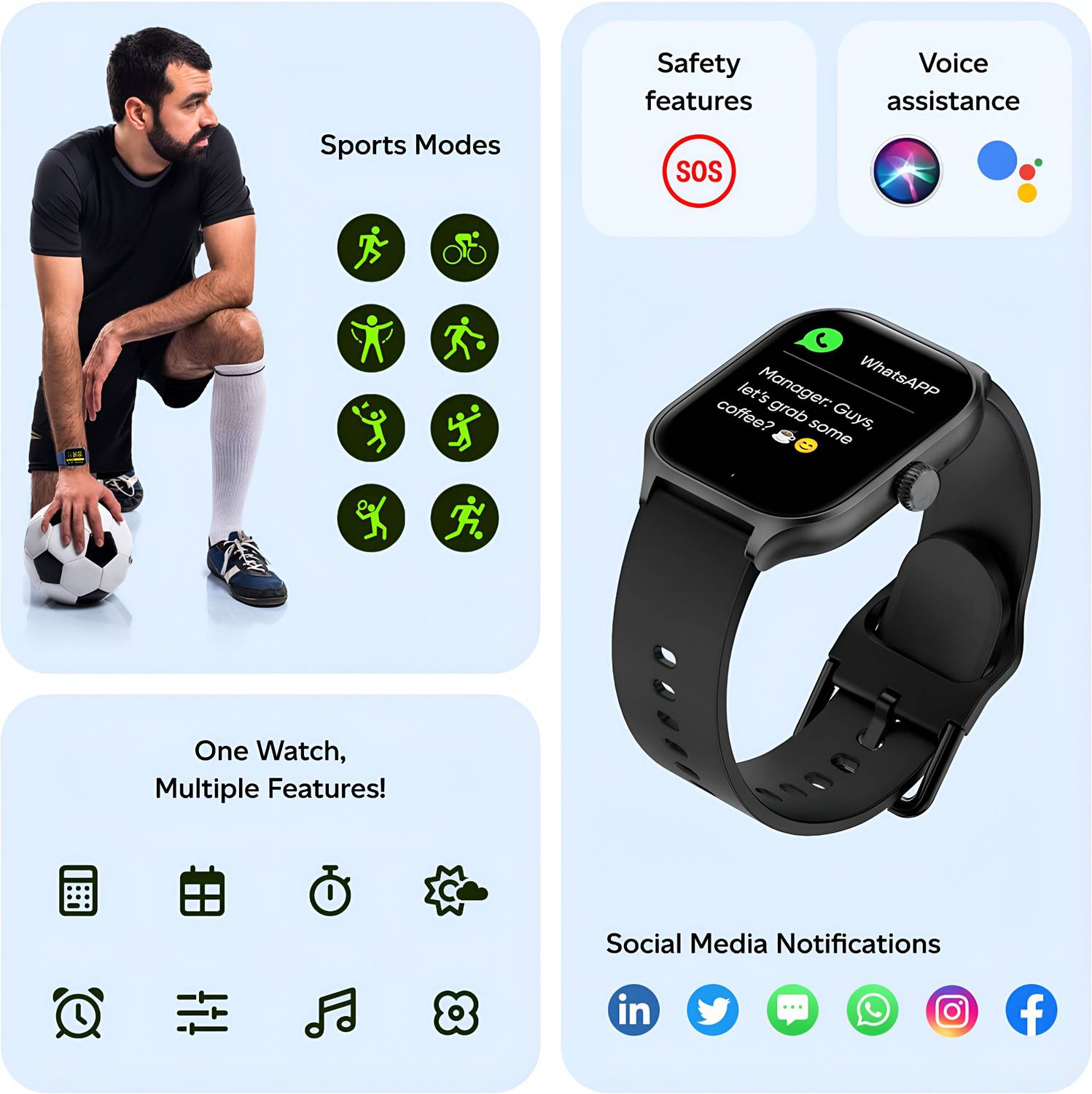 WTG H9 Black 2.01" AMOLED Smartwatch - Image 2