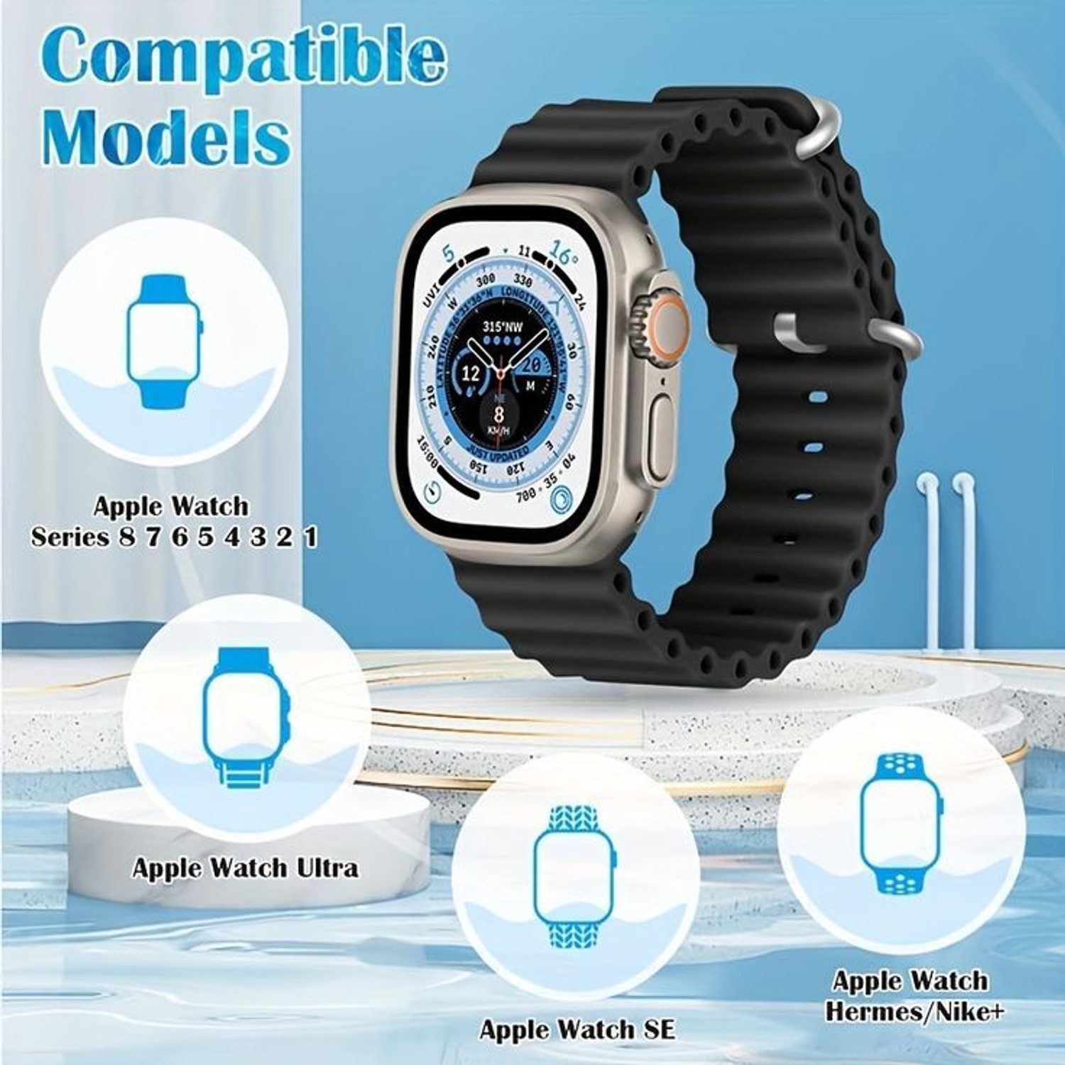 Image of Onikuma T800 BT watch 2in Big Screen Sunlight Proof Display Music Play Insta WA Notifier Smartwatch