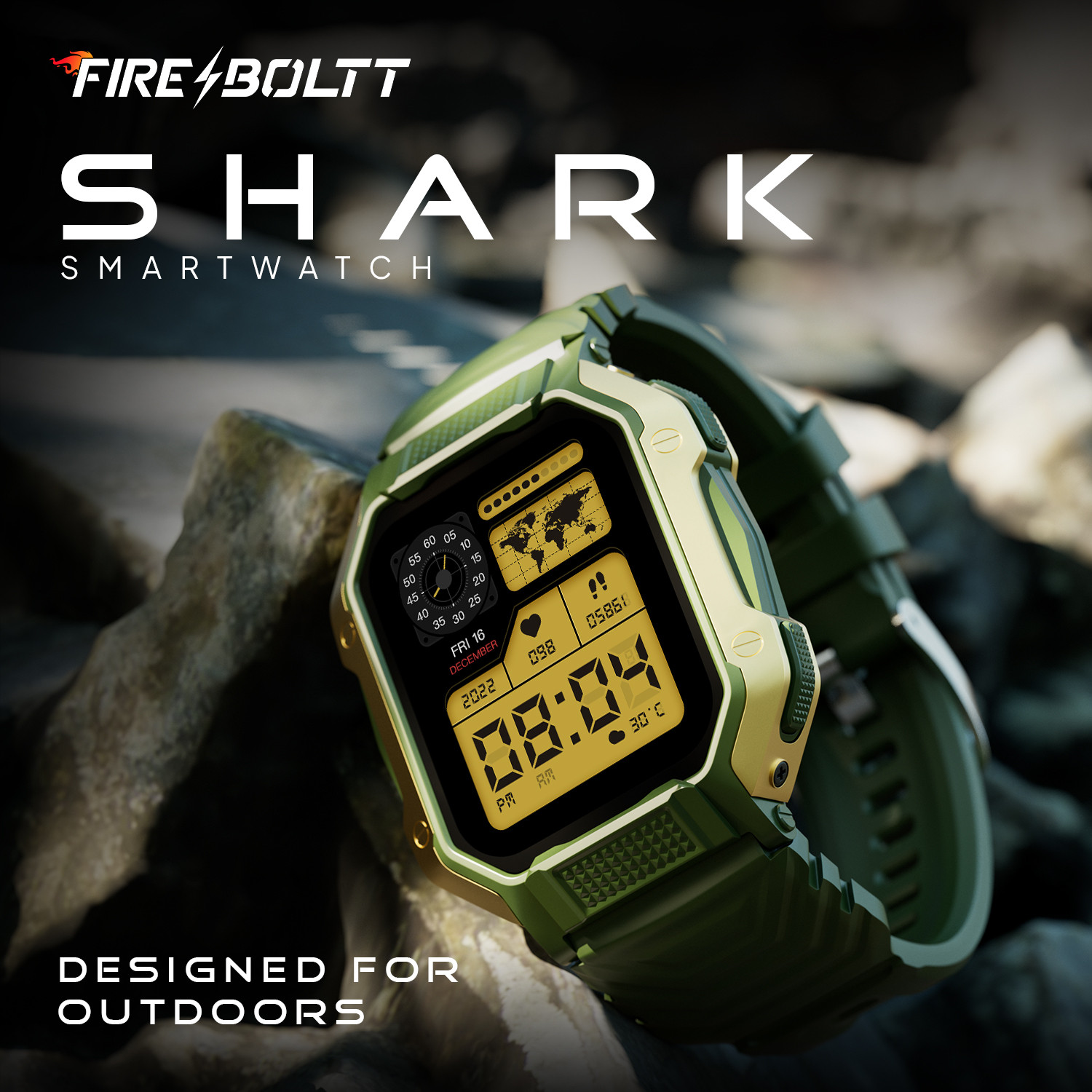 Image of Fire-Boltt Shark 46.5mm (1.83) Smartwatch with Rugged Outdoor Design, Bluetooth Calling Smartwatch