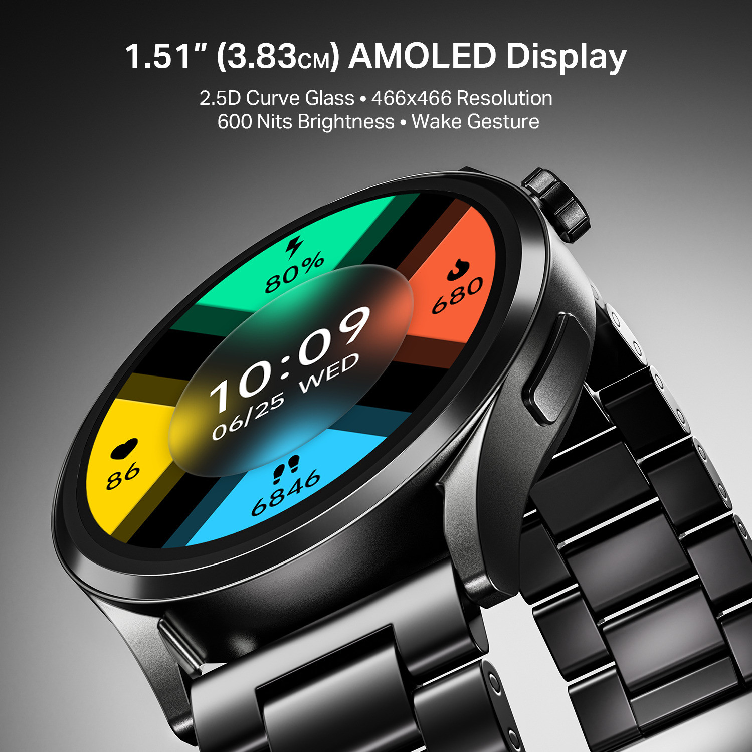 Image of boAt Chrome Horizon, 1.51 inch(3.83cm) Metal body, AMOLED Display, Video Watch Faces Smartwatch
