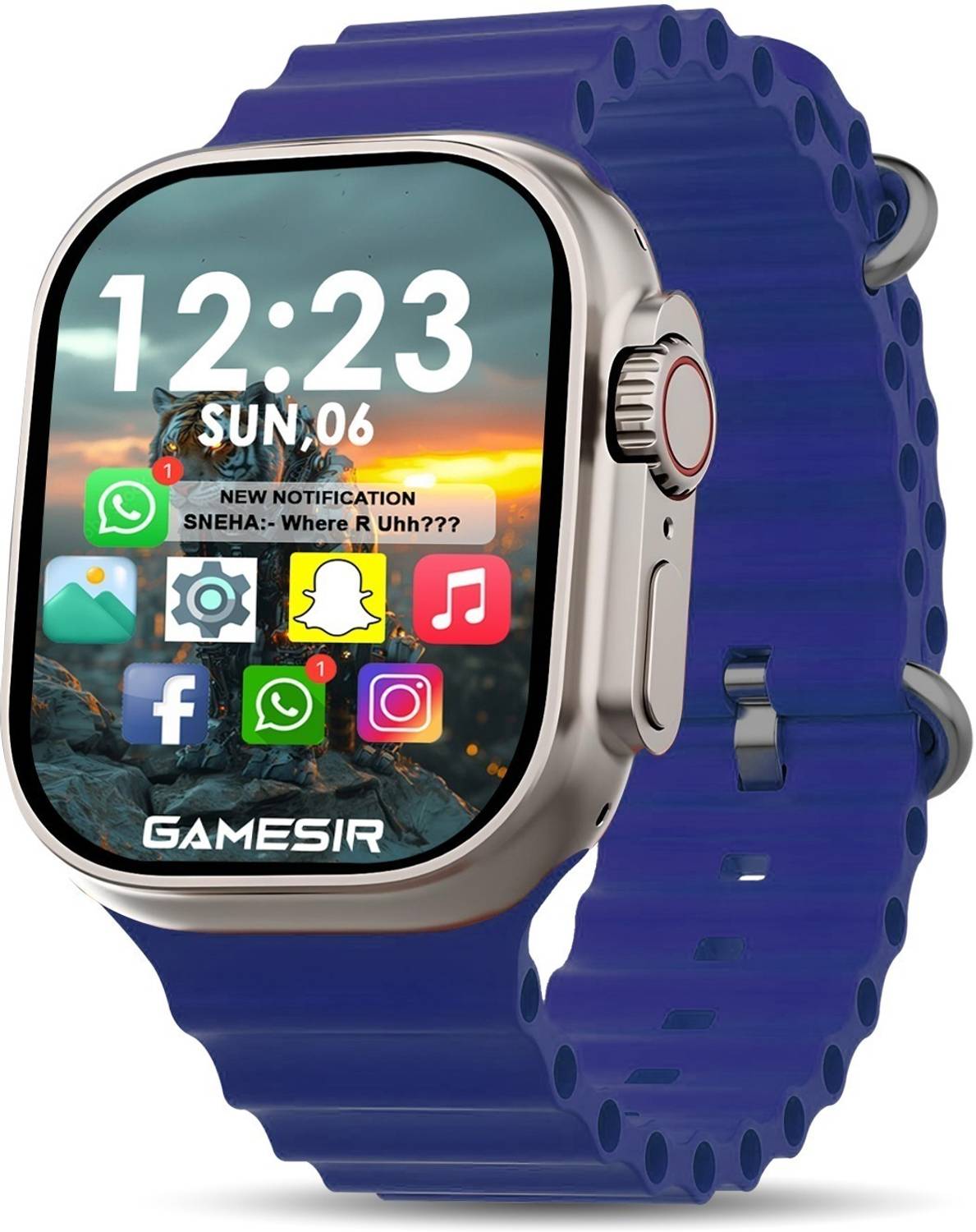 GameSir T800 Ultra Blue Smartwatch with Bluetooth, Fitness & Hear
