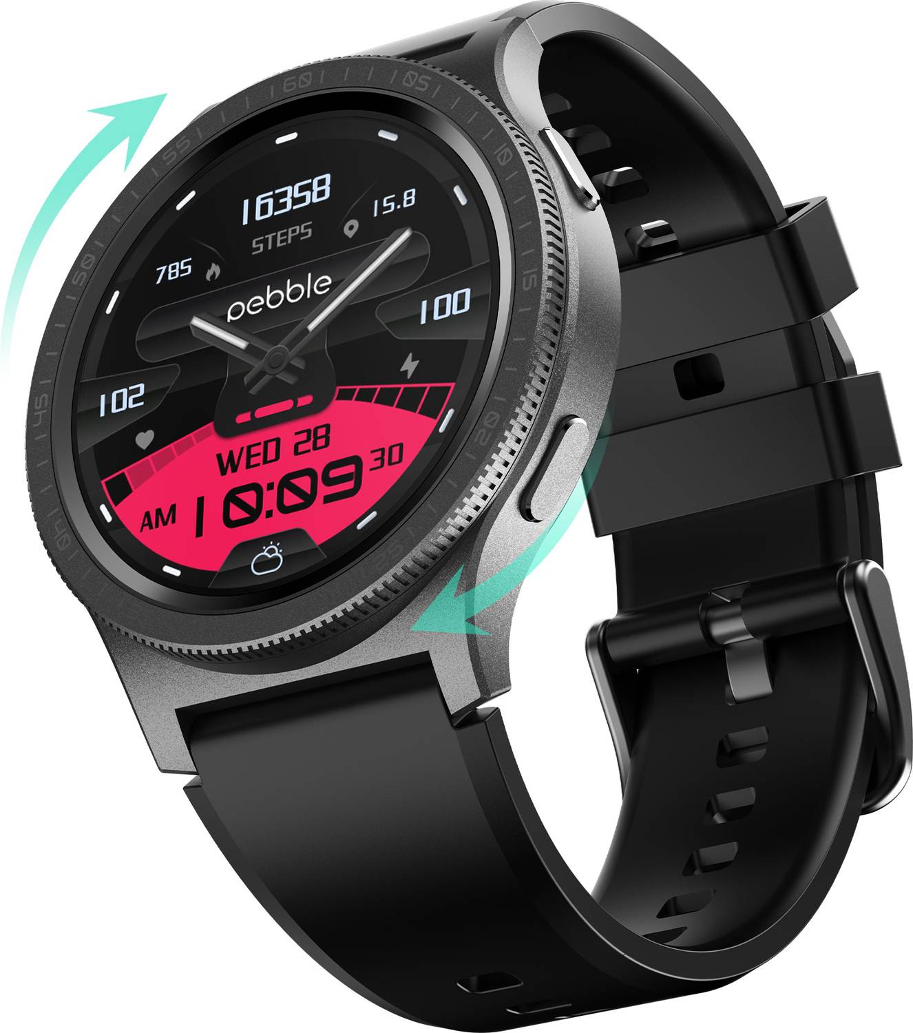 Pebble Revolve Pro Premium Rotating Bezel, 1.43"Ultra AMOLED, Met