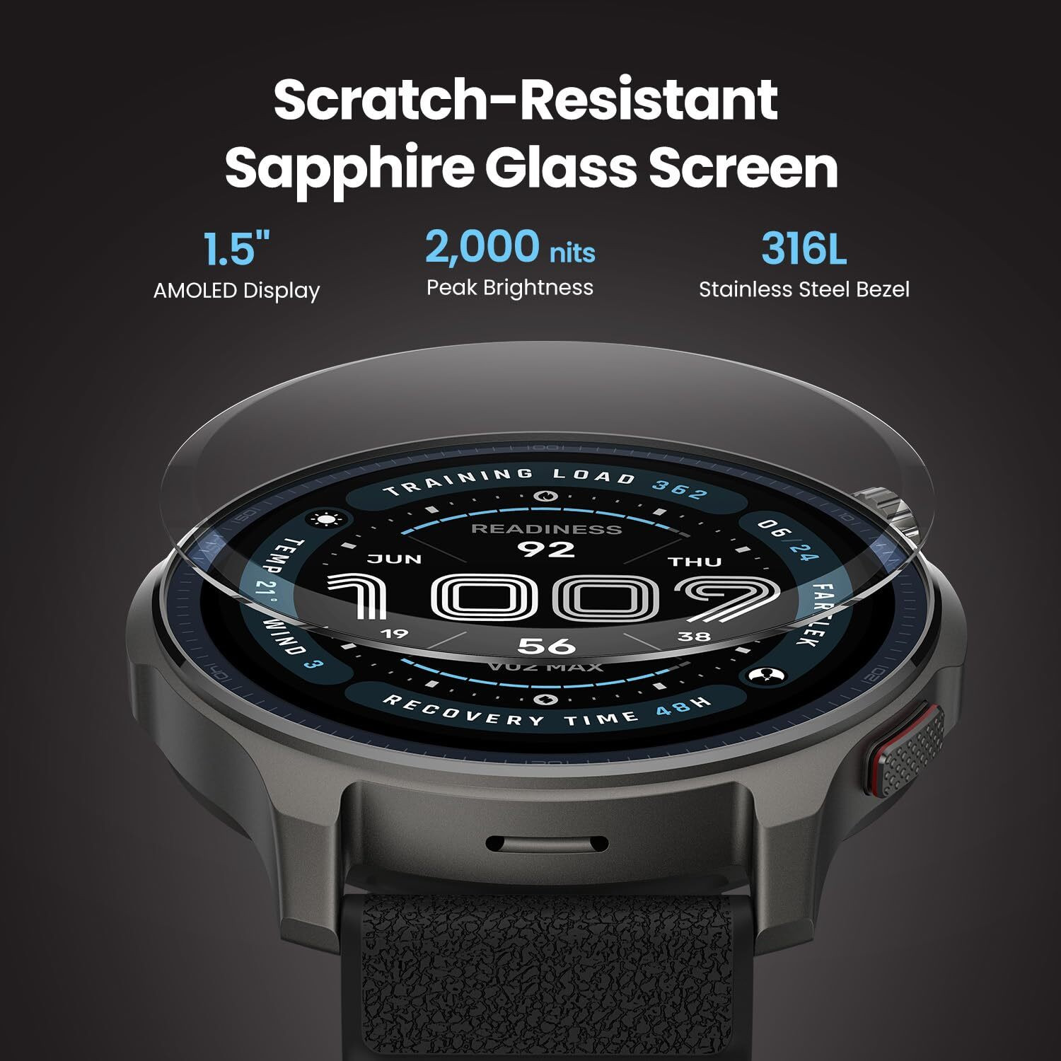 Image of AMAZFIT Balance 2 1.5 AMOLED Sapphire Glass Display,Dual Band GPS,Upto 21 Days Battery Smartwatch