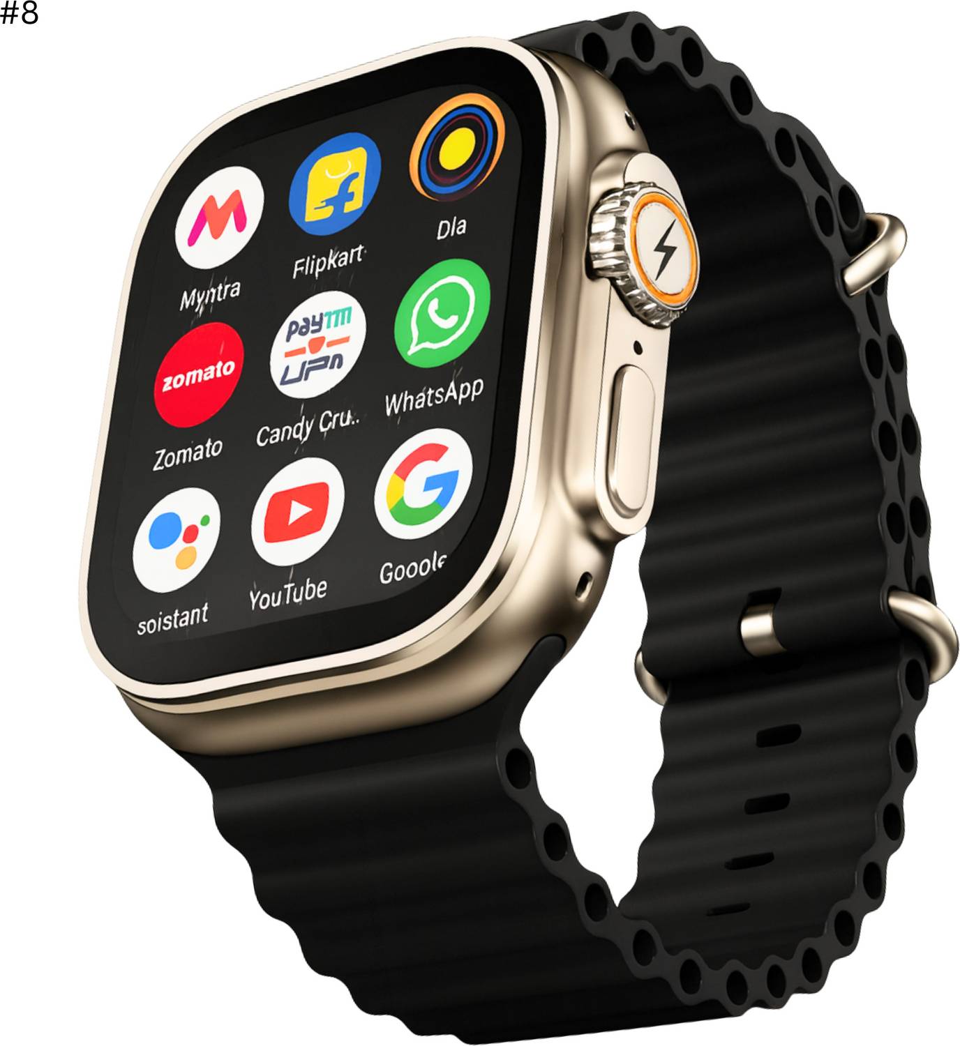 TECHIO T800 ULTRA SMART WATCH Smartwatch (BLACK Strap, FREE)