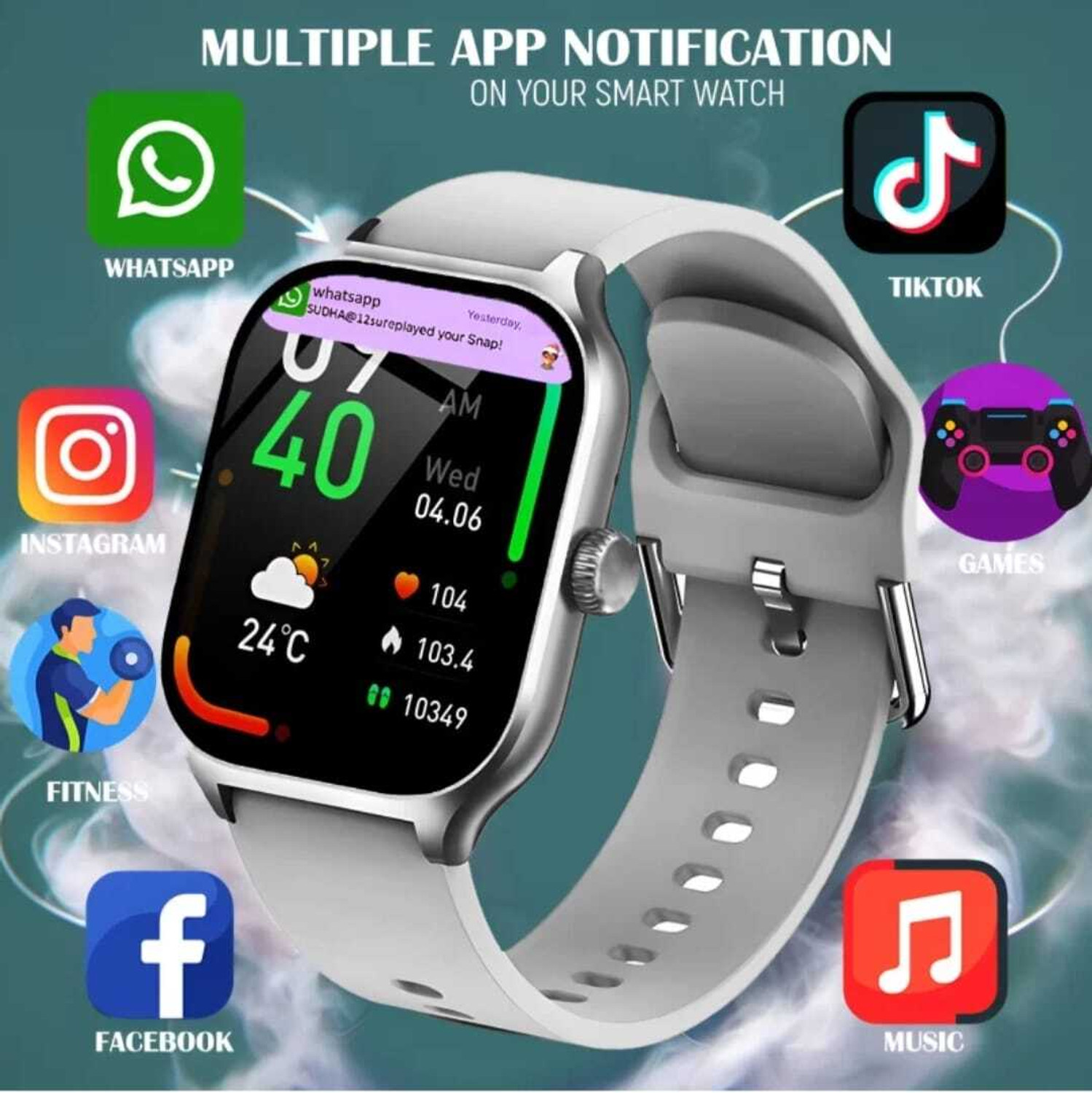 Image of Vedaantron H9 Bluetooth Calling Smart Watch with Wireless Charging & HD Display Digital Watch - For Men & Women