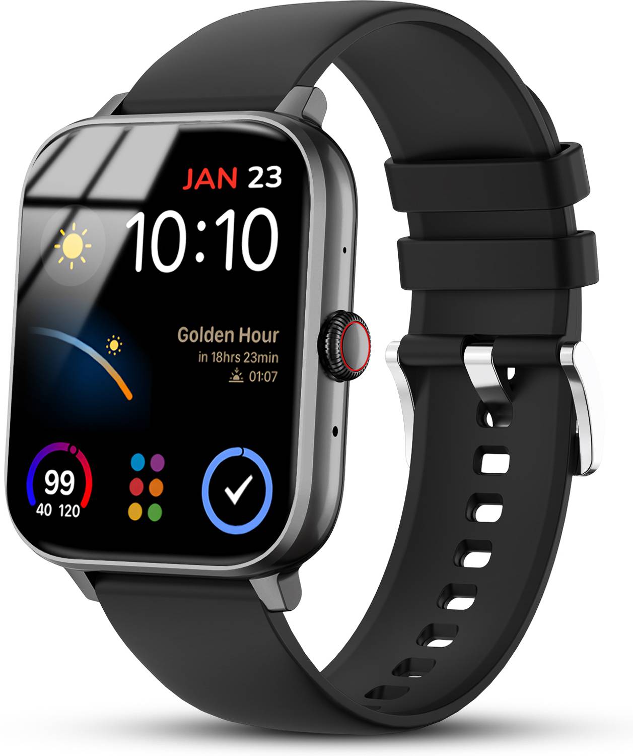 Nervfit Vibe 1.85" TrueColor+ Super HD, BT Calls, Waterproof, HR, BP, Sleep tracking Smartwatch