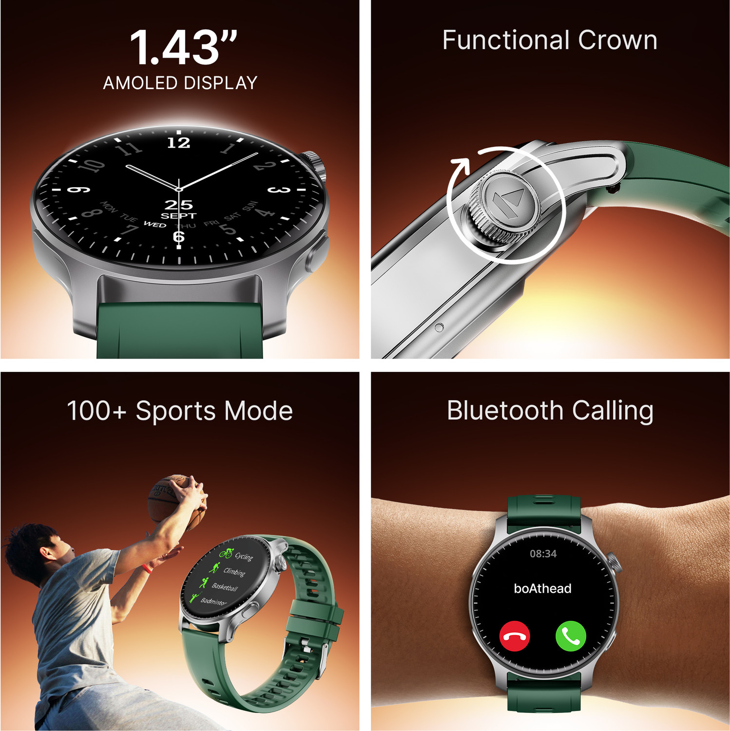 Image of boAt Ultima Prime w / 1.43 inchAMOLED Display, AOD, Personalized Nudges, Functional Crown Smartwatch