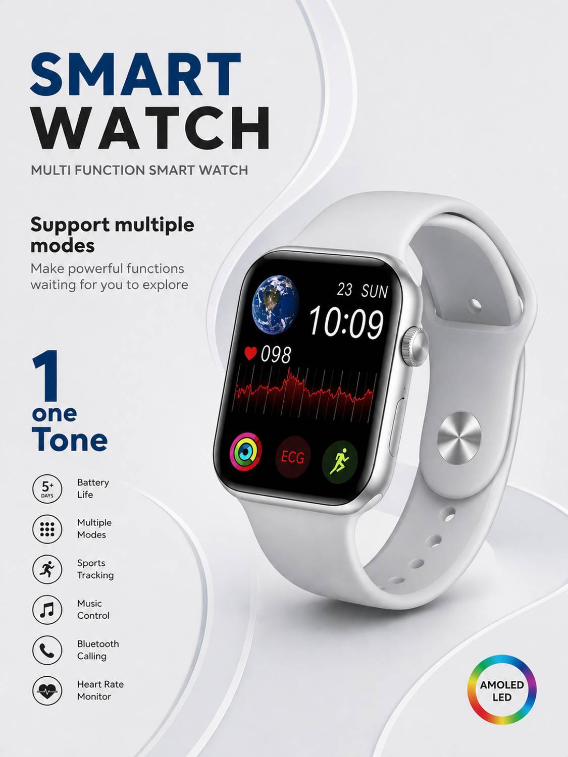 MVC ENTERPRISE ONE 1 Smartwatch (GREY Strap, Free Size) Smartwatc