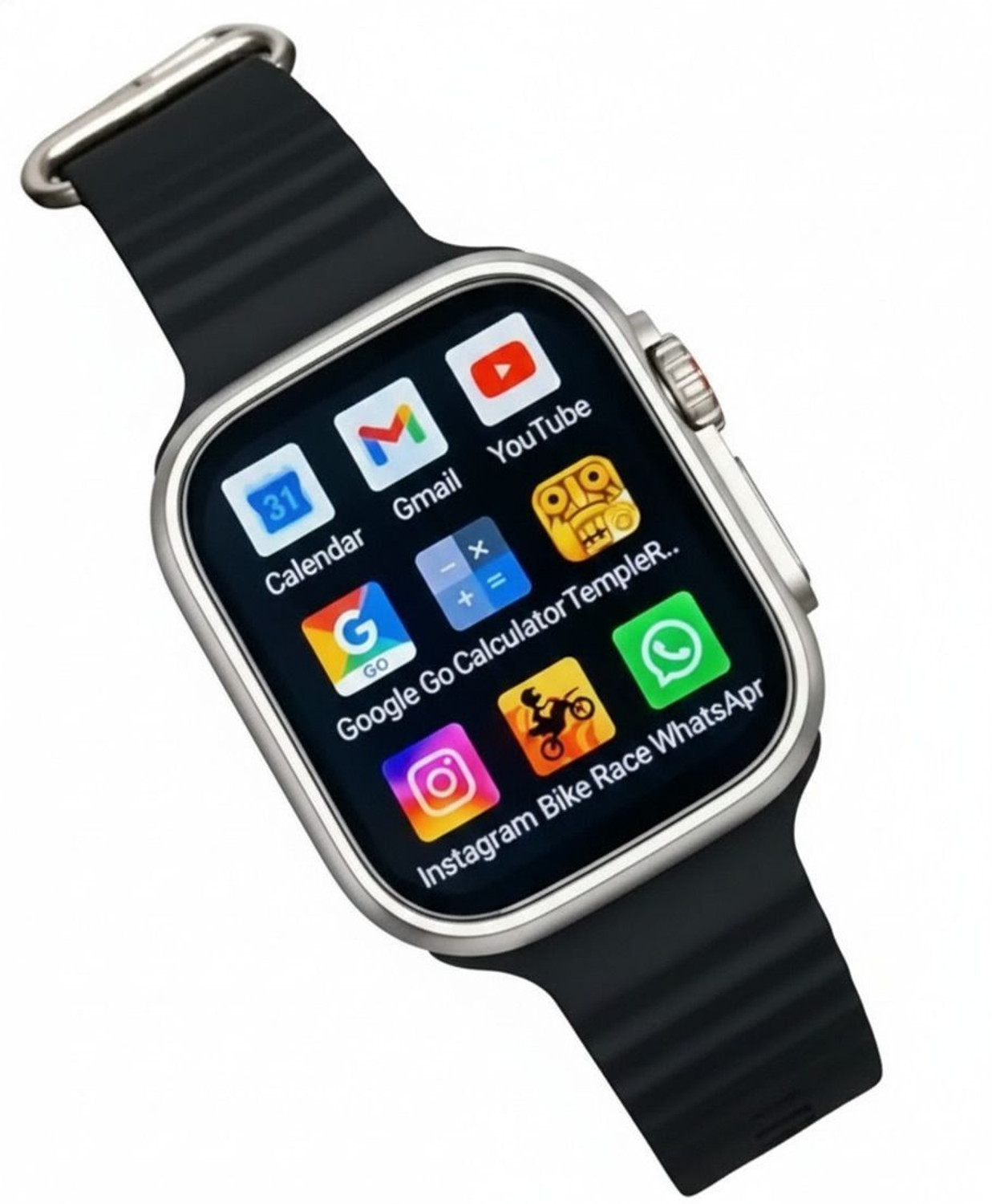 Image of TECHIO T800 Ultra Kids Smartwatch, Bluetooth Calling, 1.99 inch Display, Games (Black) Smartwatch